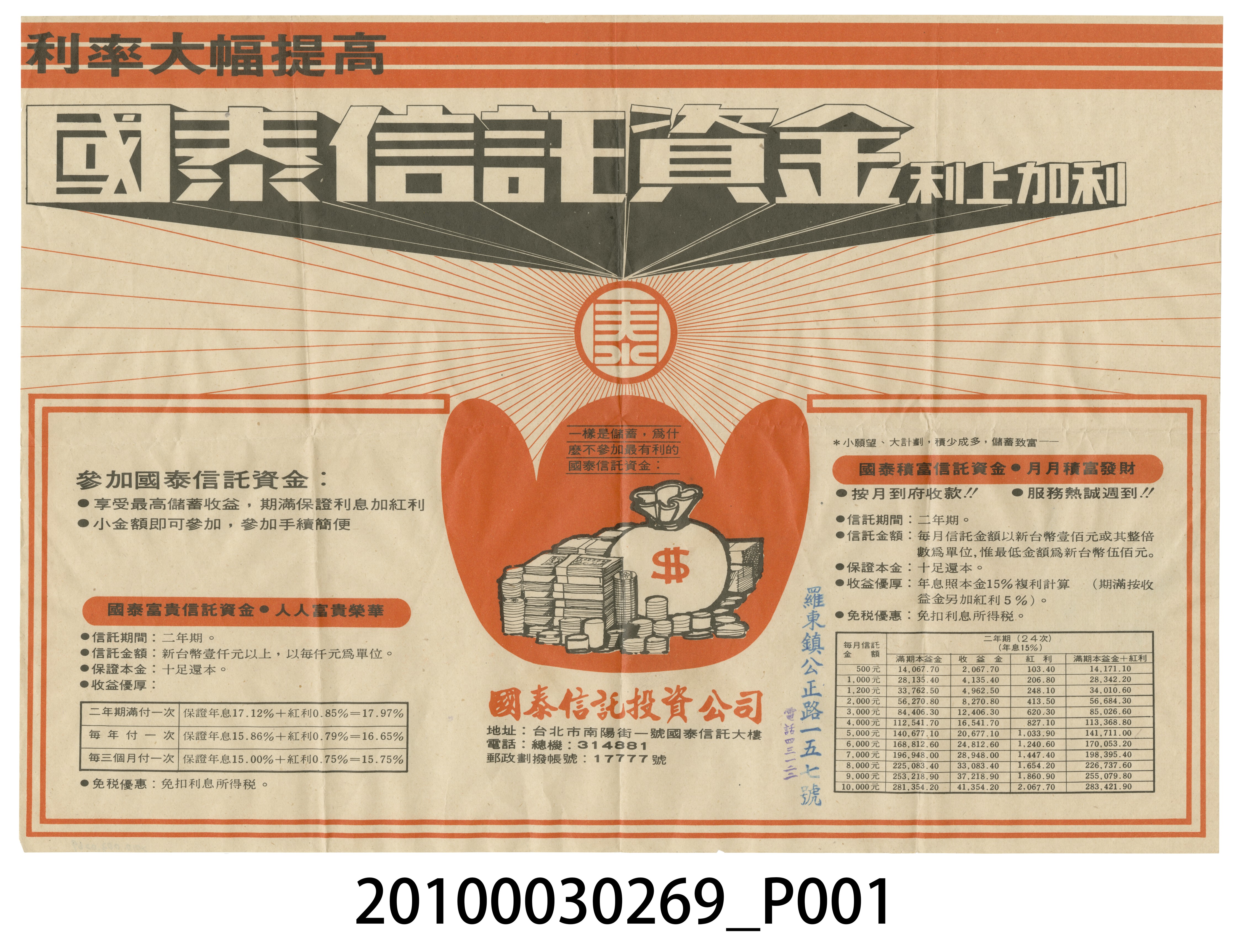 羅東辦事處國泰信託廣告單 (共3張)