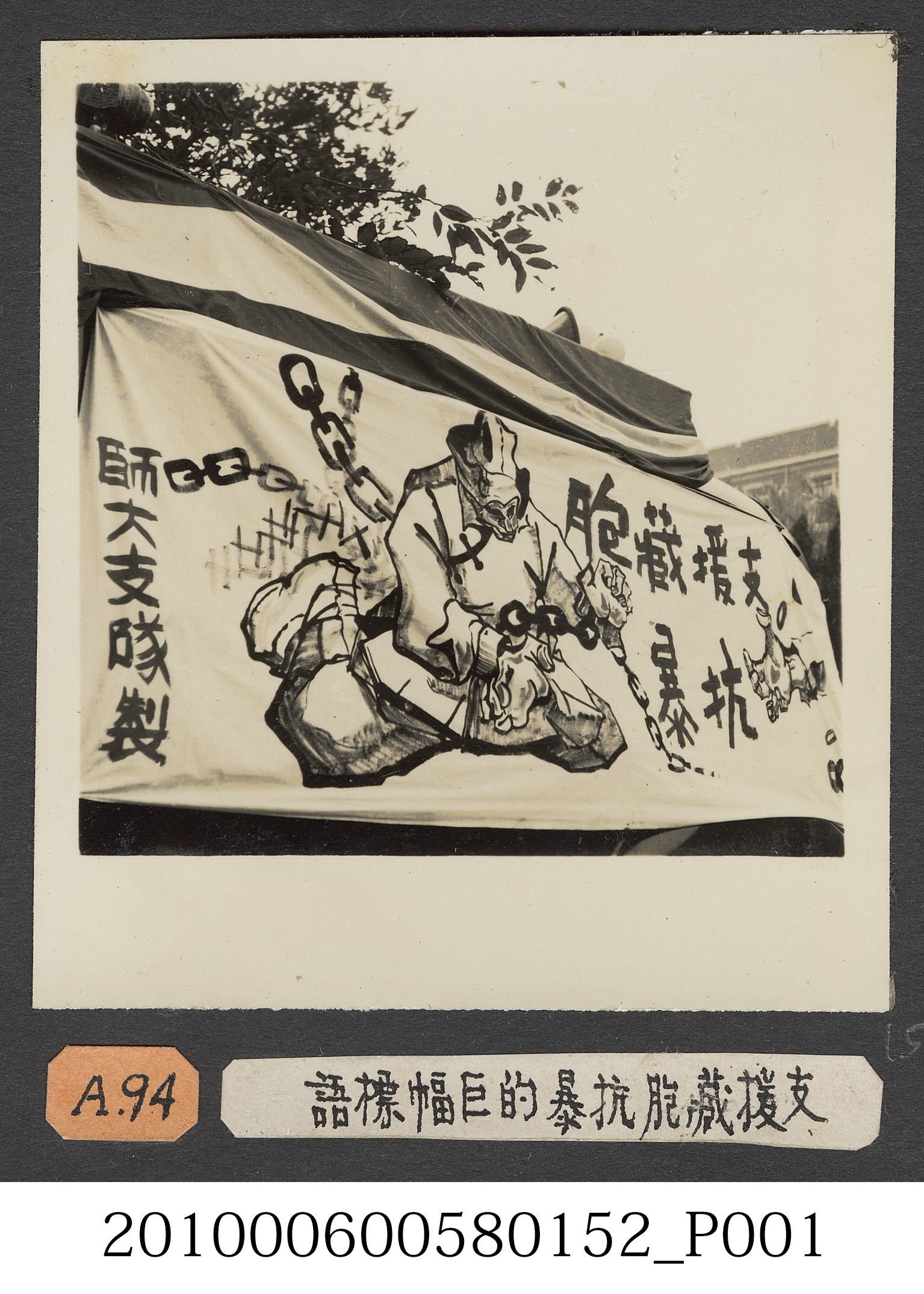 臺灣省立師範大學隊伍參與青年節遊行活動標語留影 (共2張)