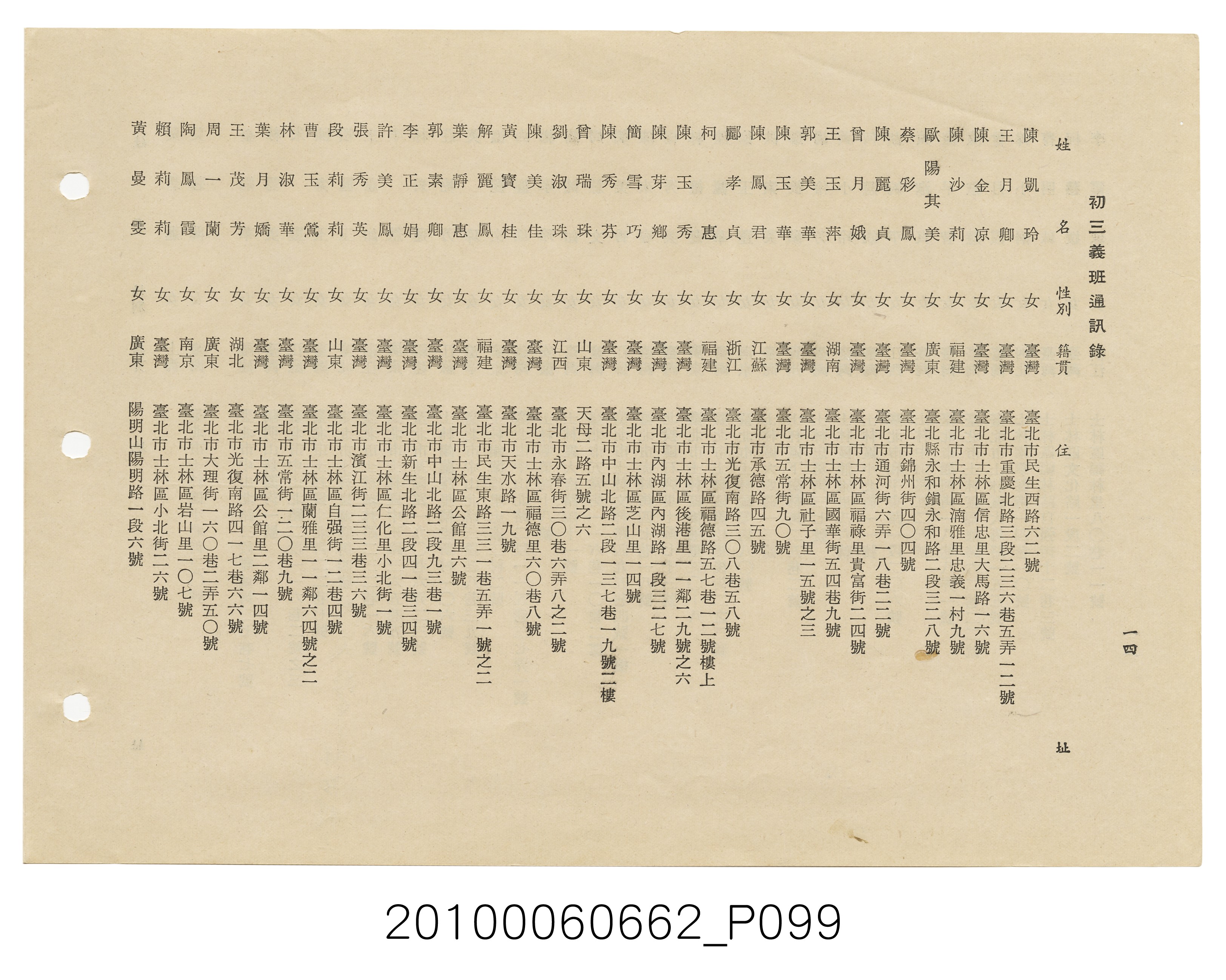 《士林高級中學第3暨國民中學第21屆同學錄》 (共114張)
