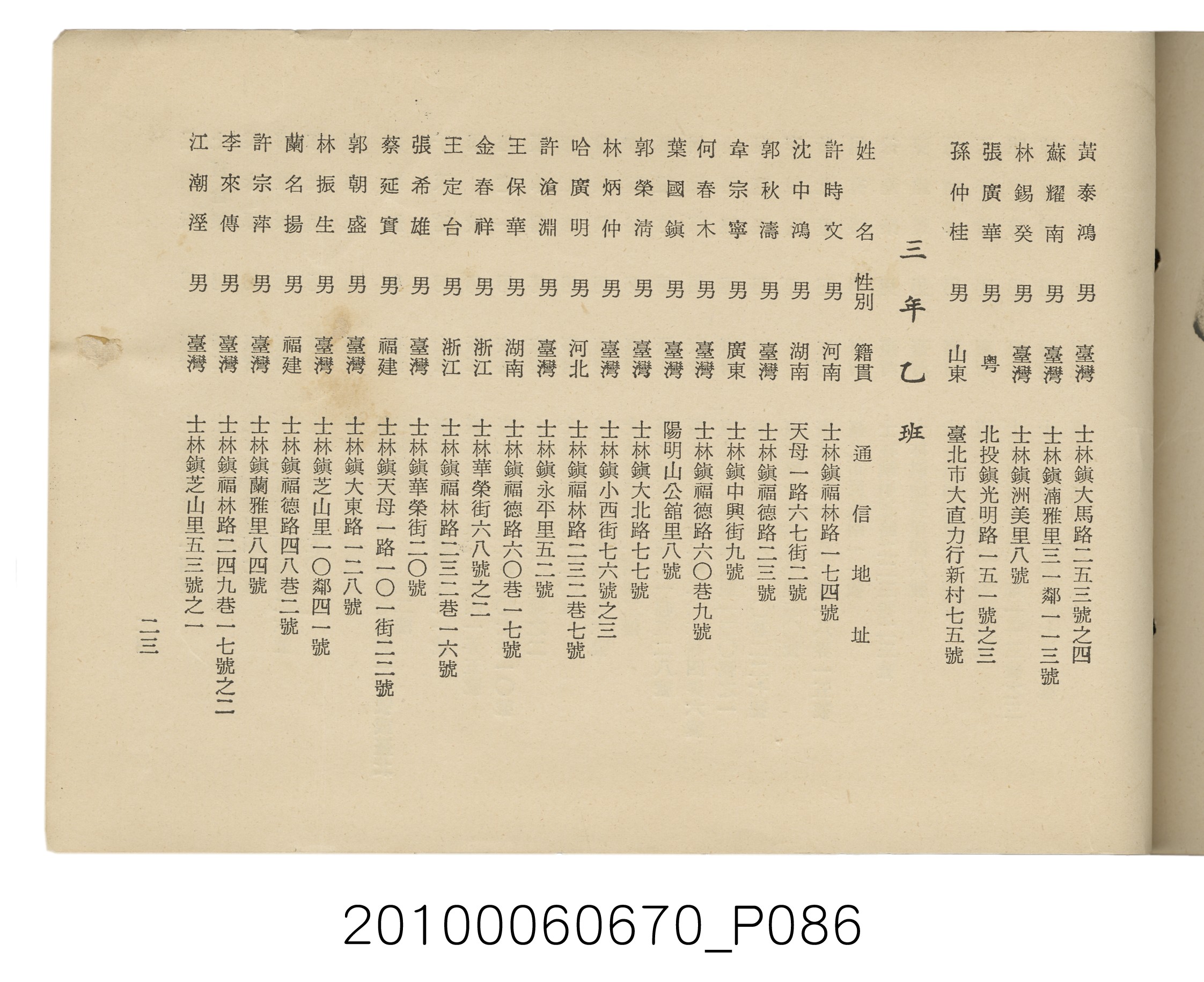臺灣省臺北縣立士林初級中學第18屆同學錄1966 (共88張)