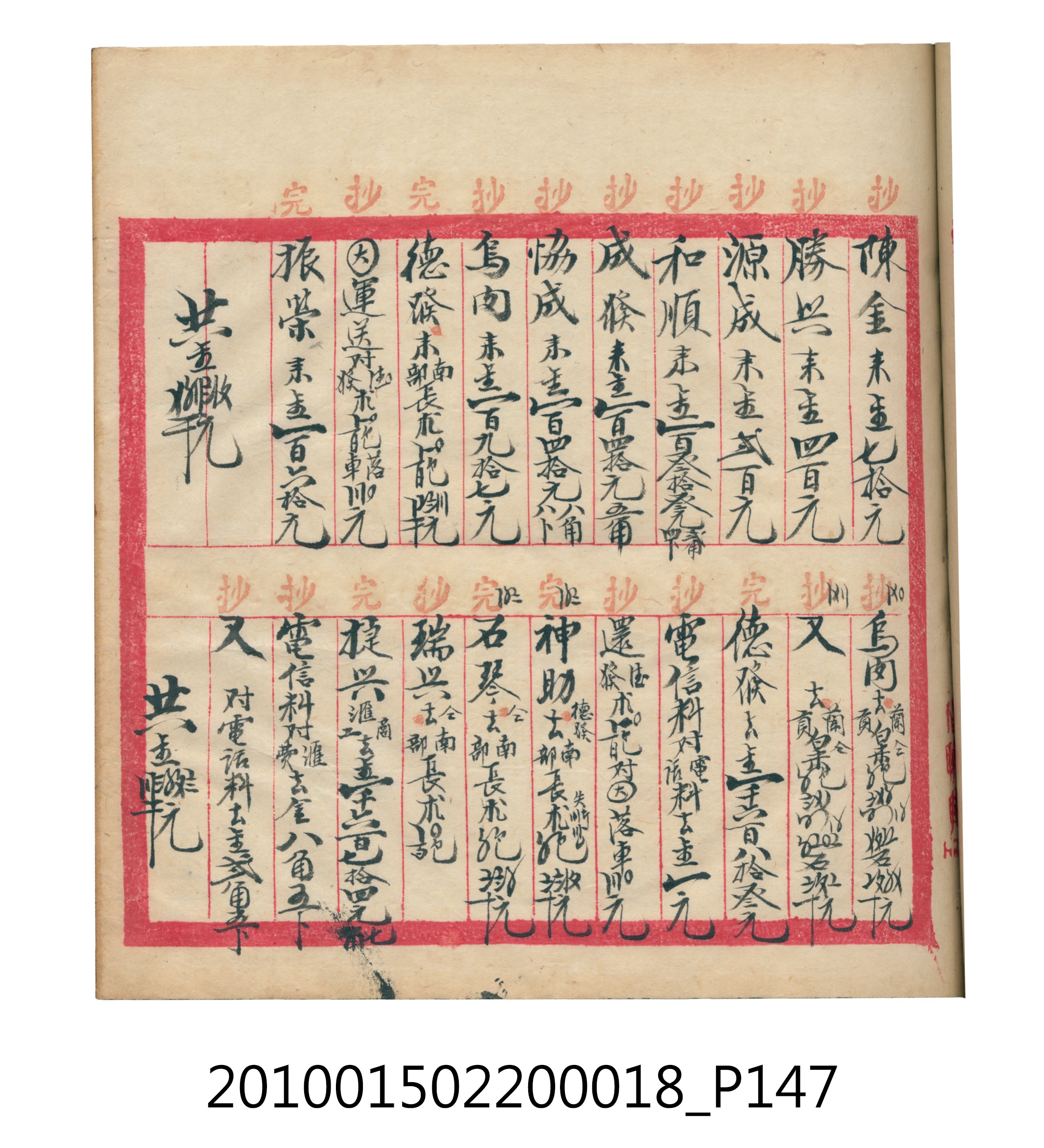 大正12年錦瑞號米店帳冊 (共168張)