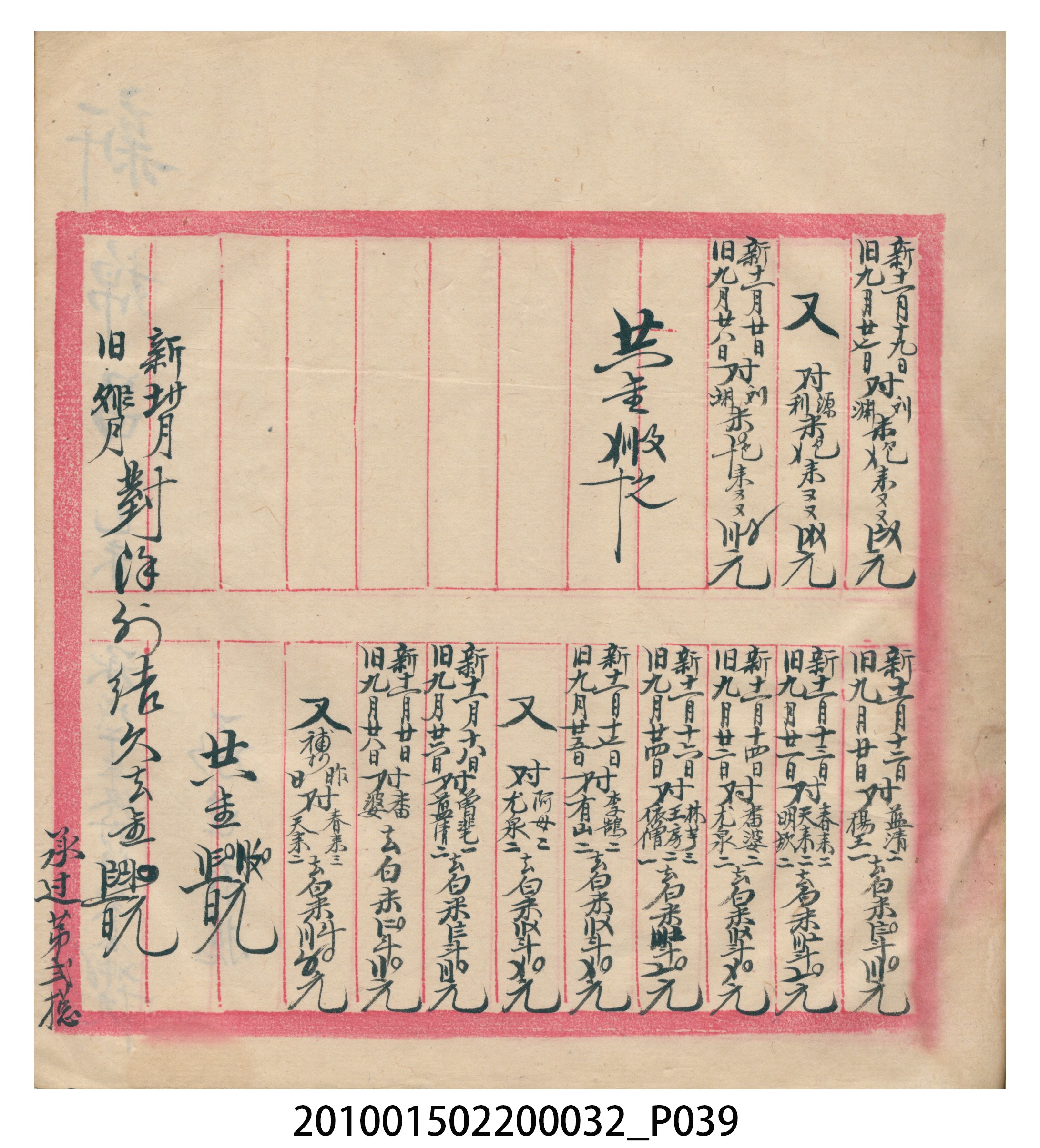 瑞興大正八年己未吉立焿藔九份本街各埠交關總簿 (共215張)