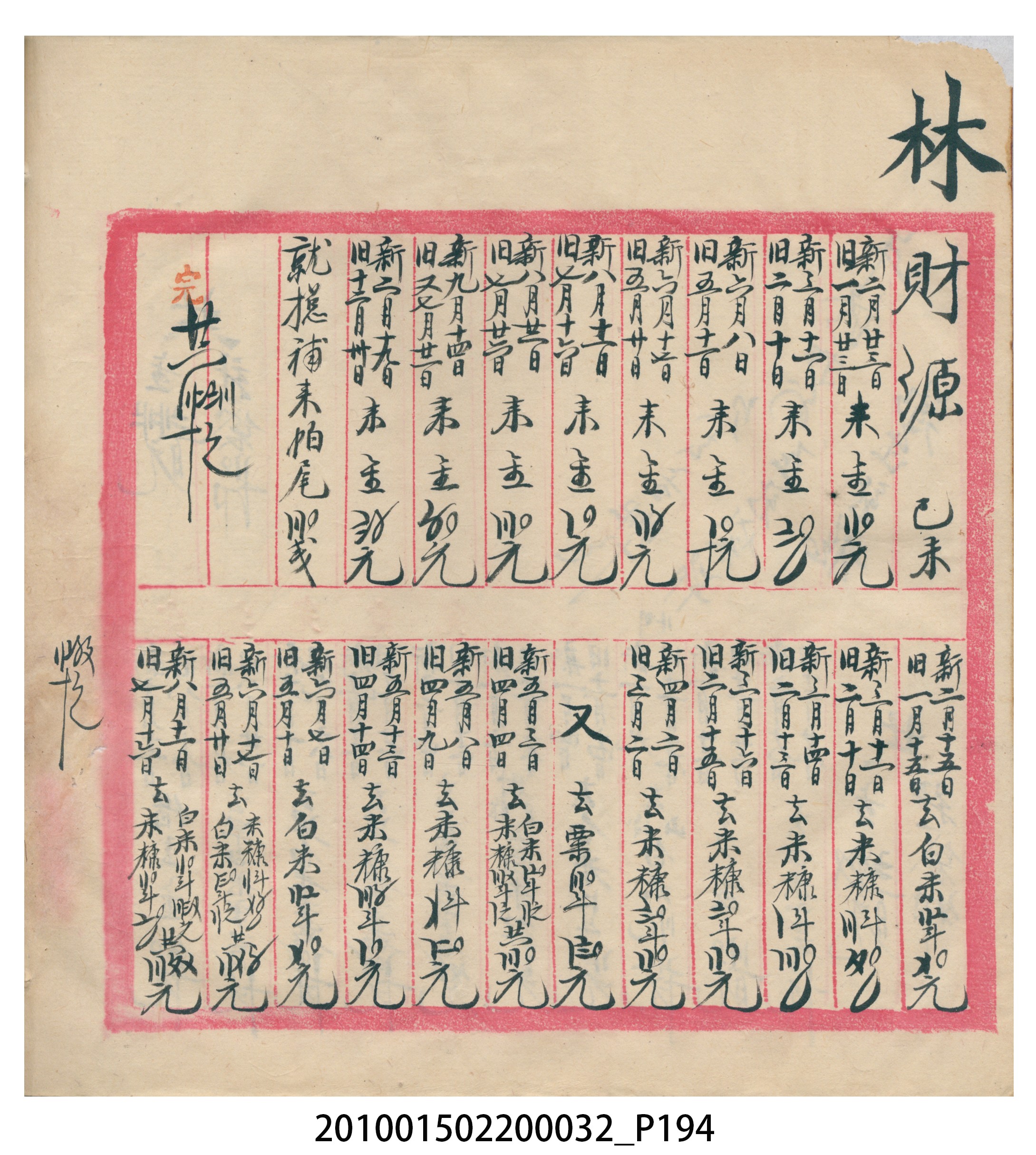 瑞興大正八年己未吉立焿藔九份本街各埠交關總簿 (共215張)