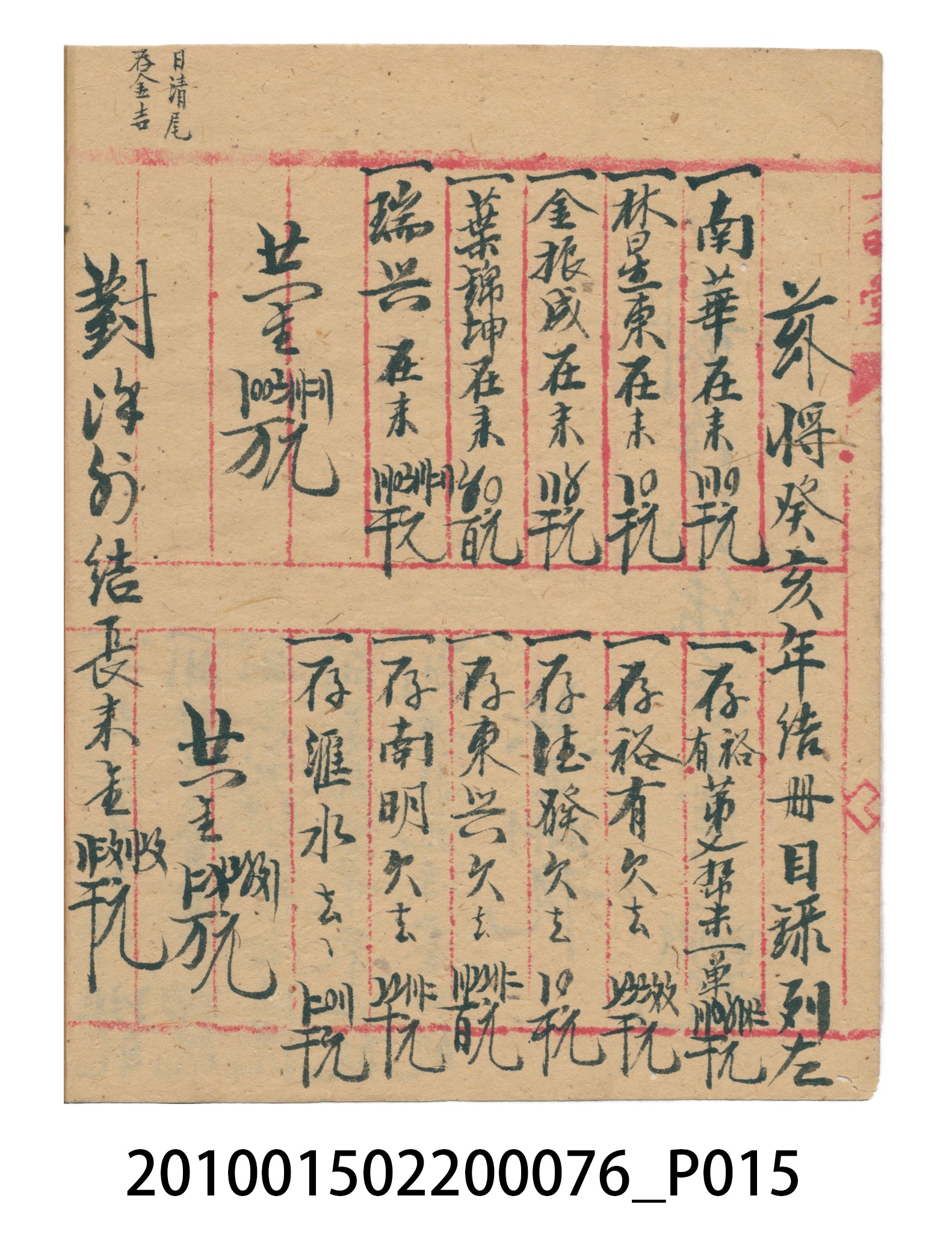 大正12年錦瑞號結冊目錄 (共70張)
