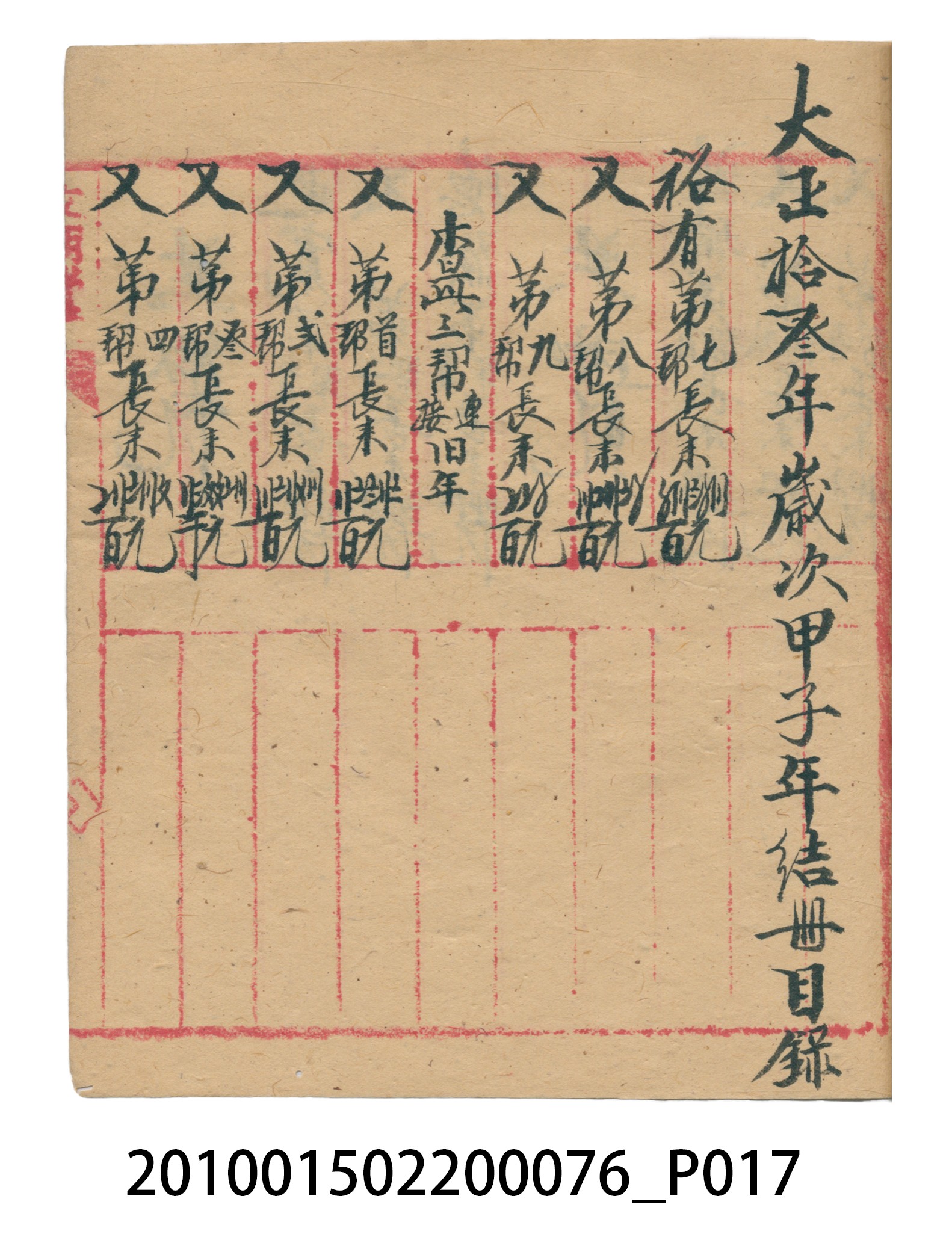 大正12年錦瑞號結冊目錄 (共70張)