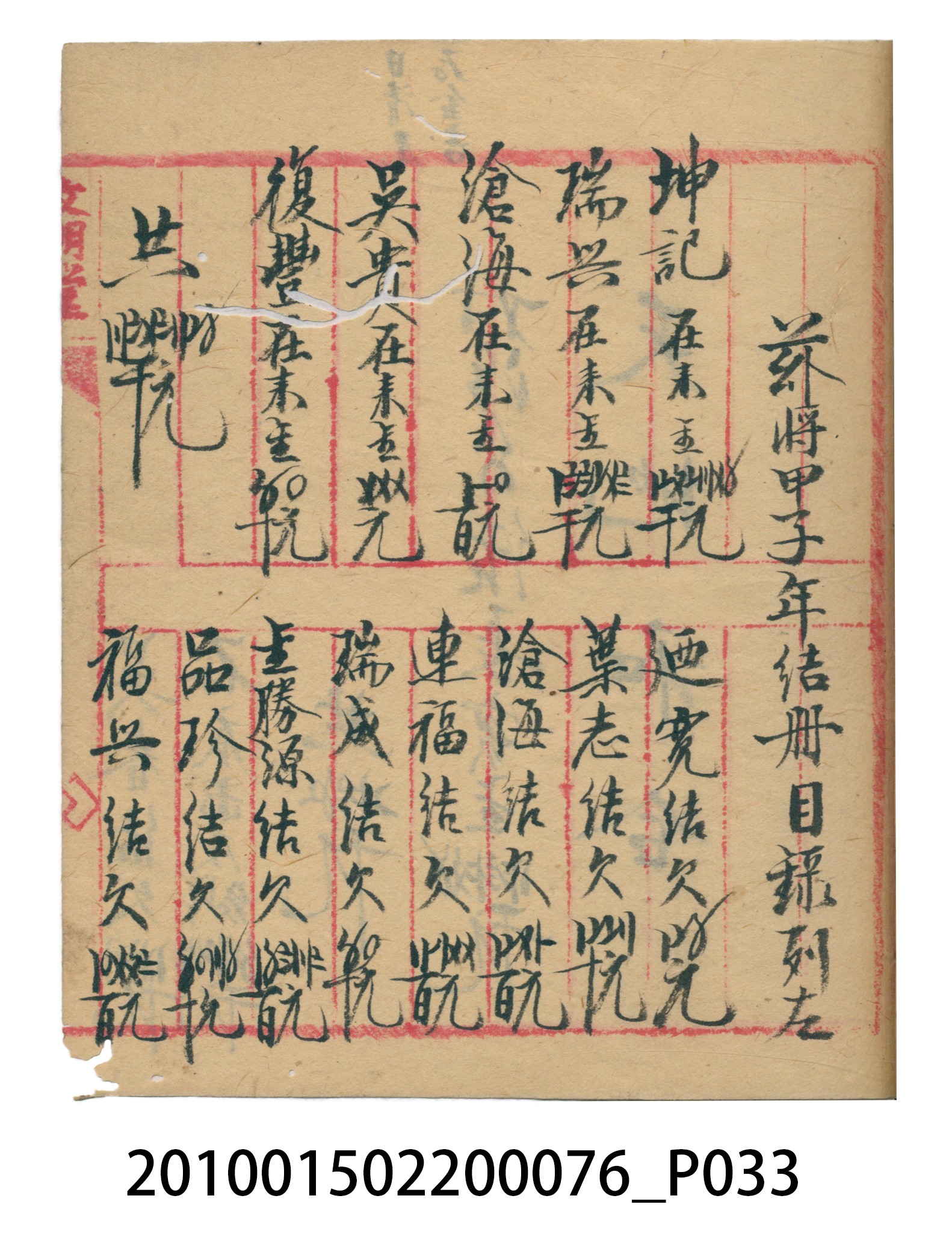 大正12年錦瑞號結冊目錄 (共70張)