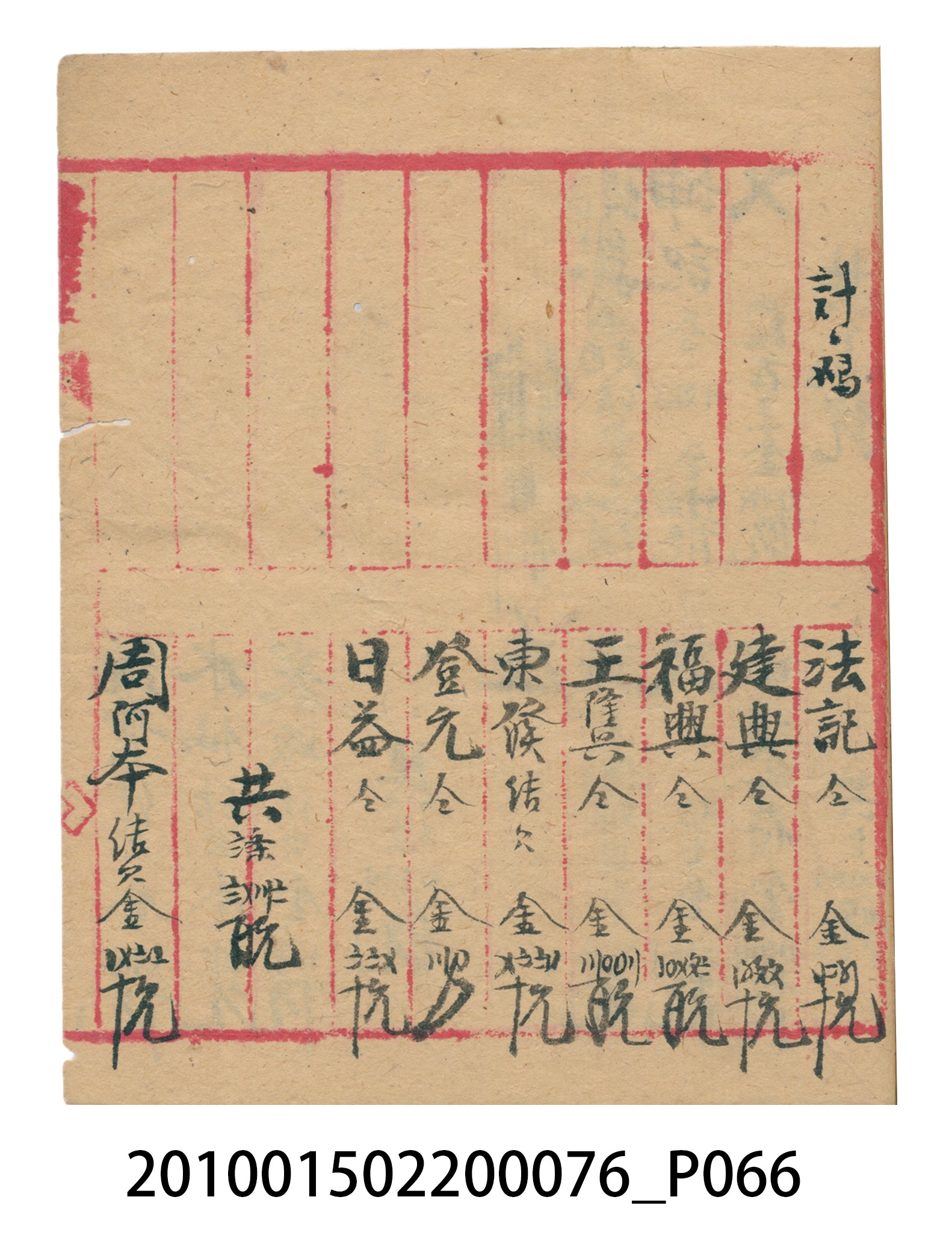大正12年錦瑞號結冊目錄 (共70張)