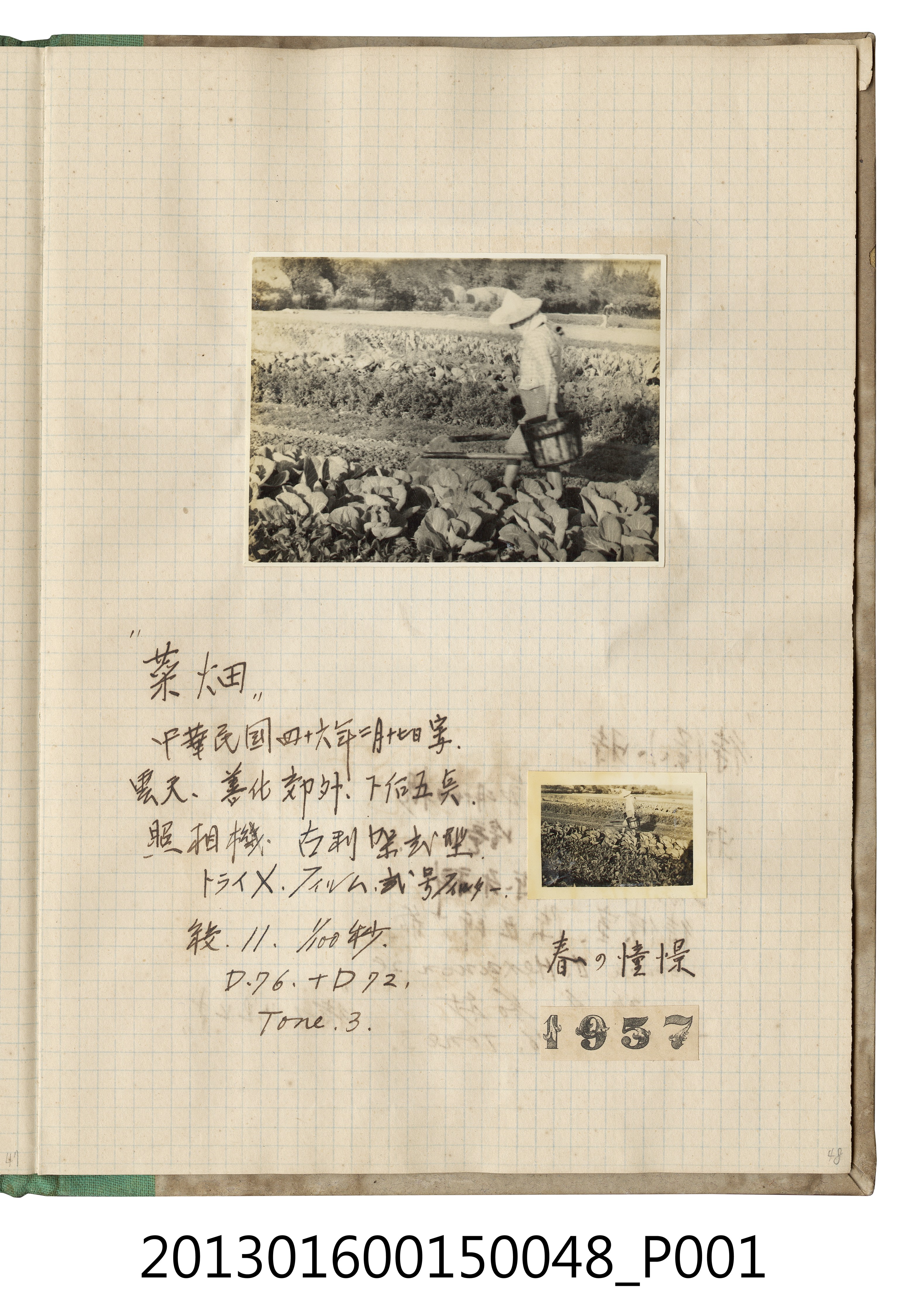 民國46年2月27日善化郊外農夫下田照2張 (共2張)