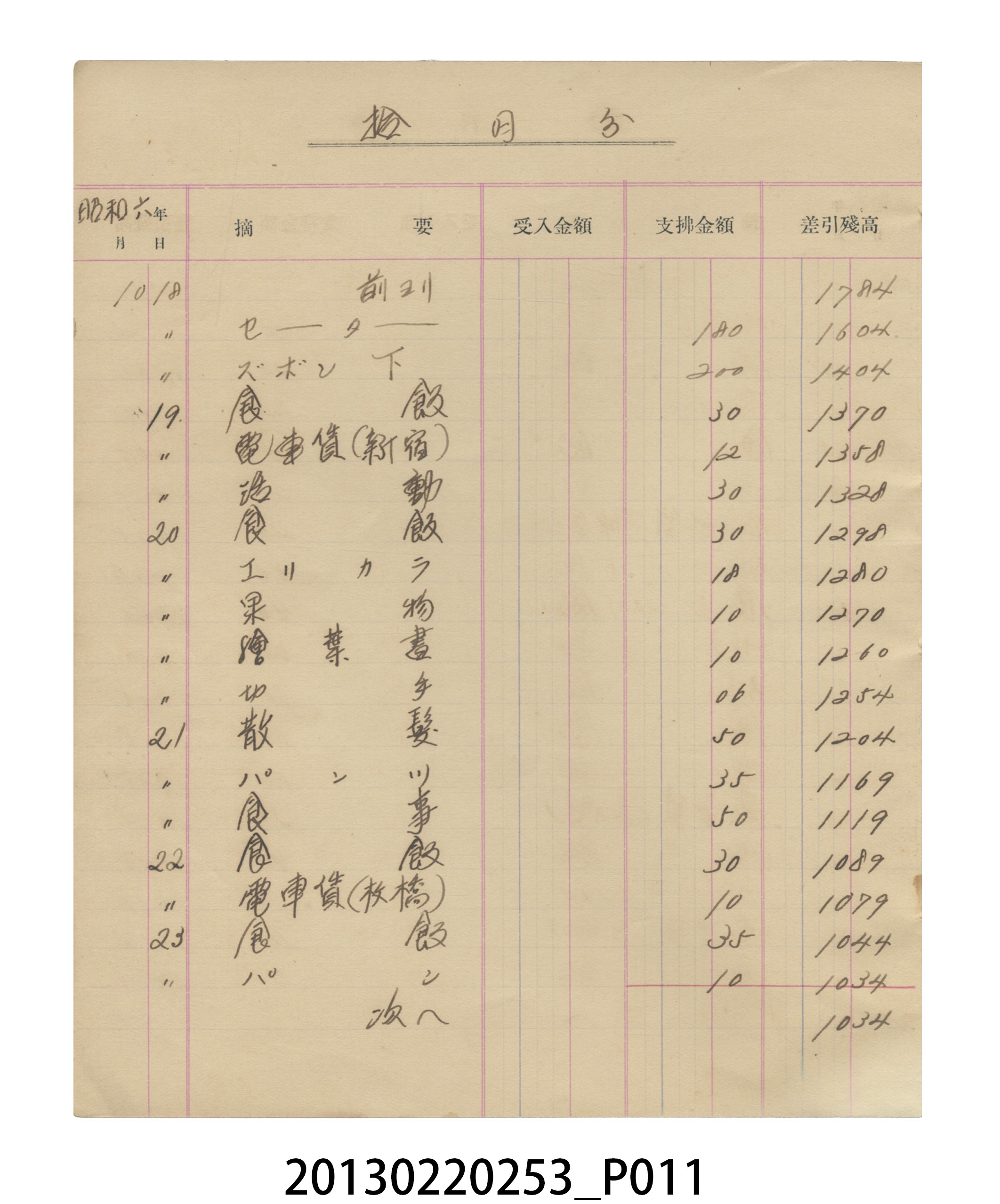 昭和6年張星賢記帳本 (共57張)