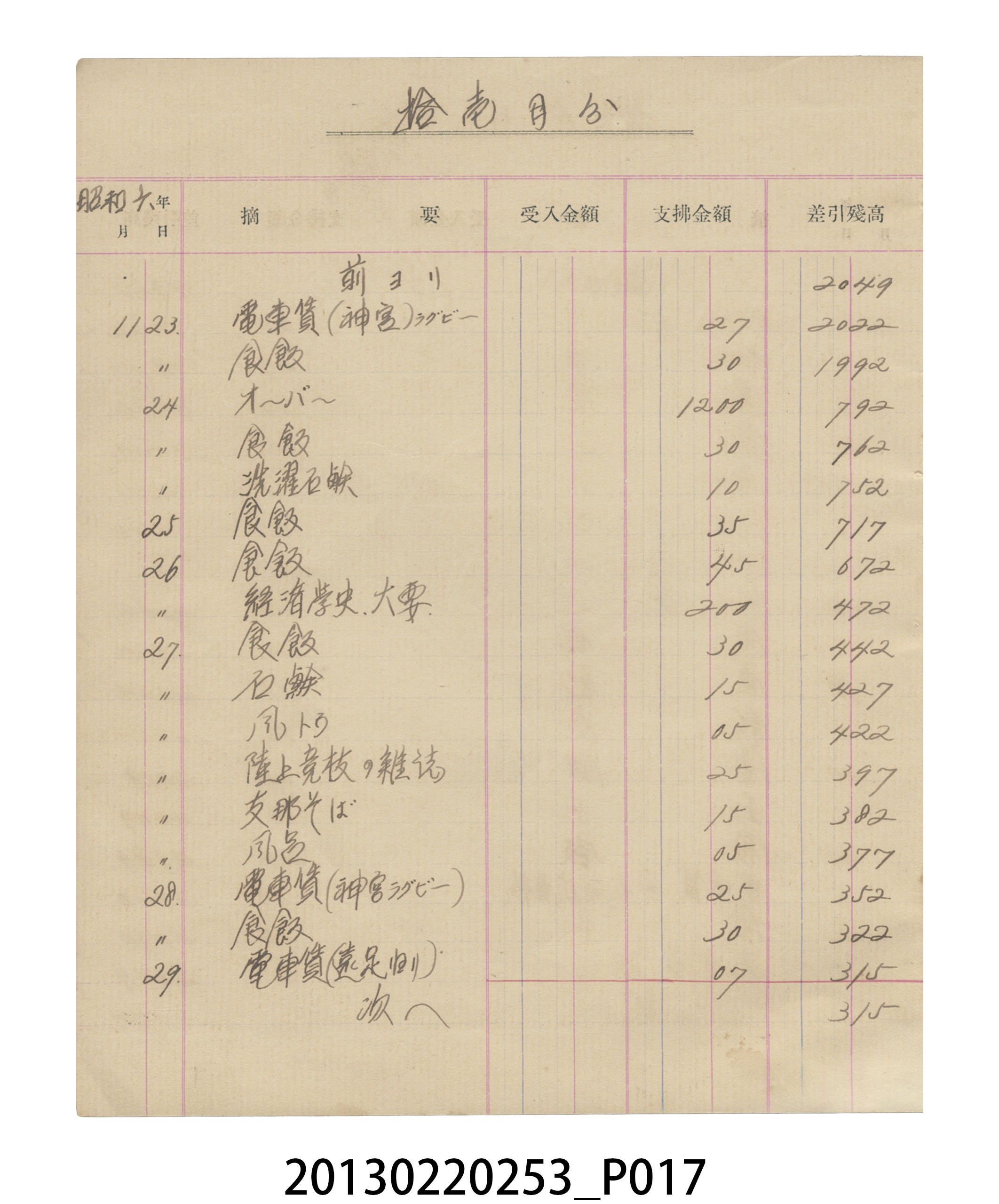 昭和6年張星賢記帳本 (共57張)