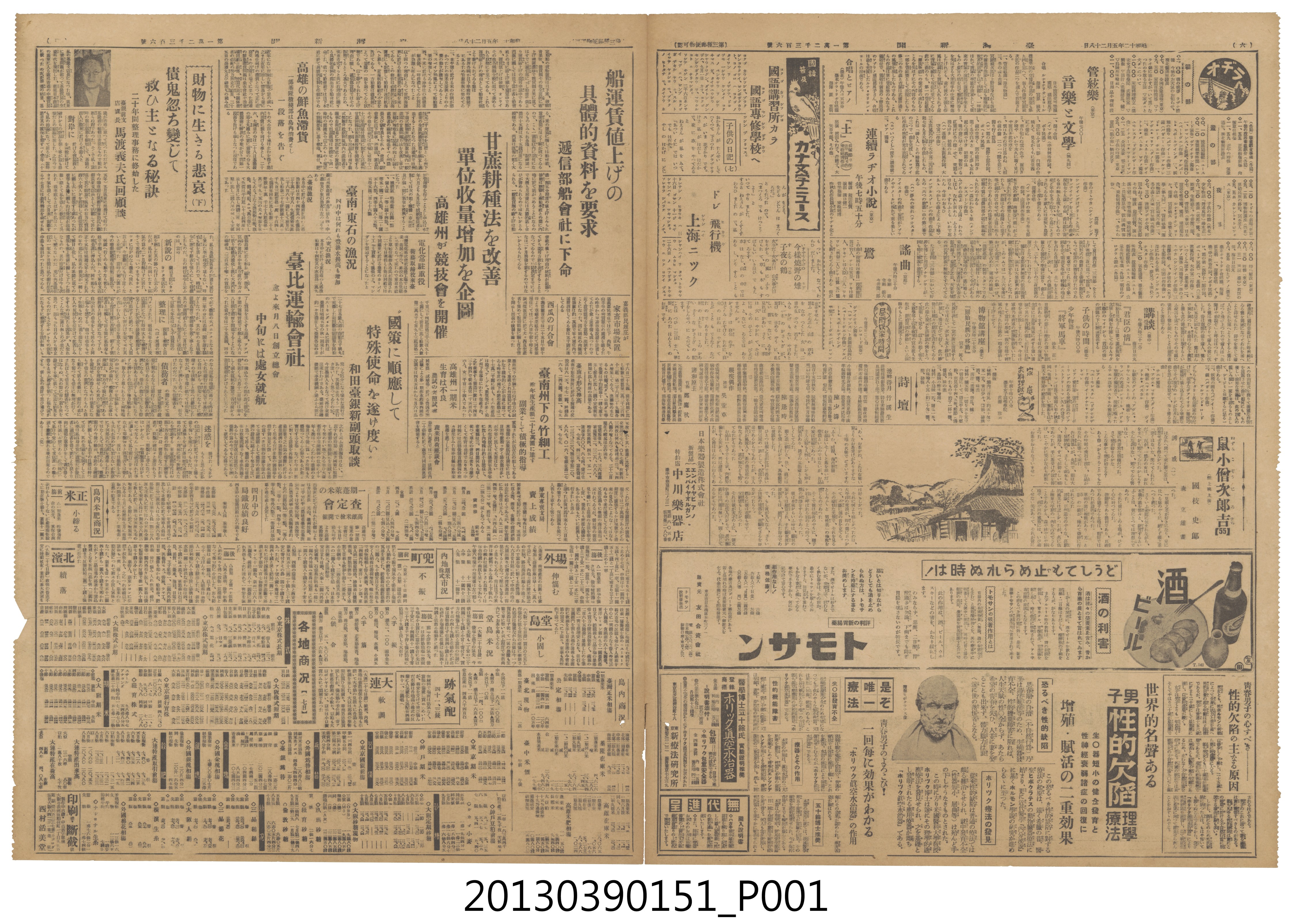臺灣新聞社出版《臺灣新聞》昭和12年5月28日 (共4張)