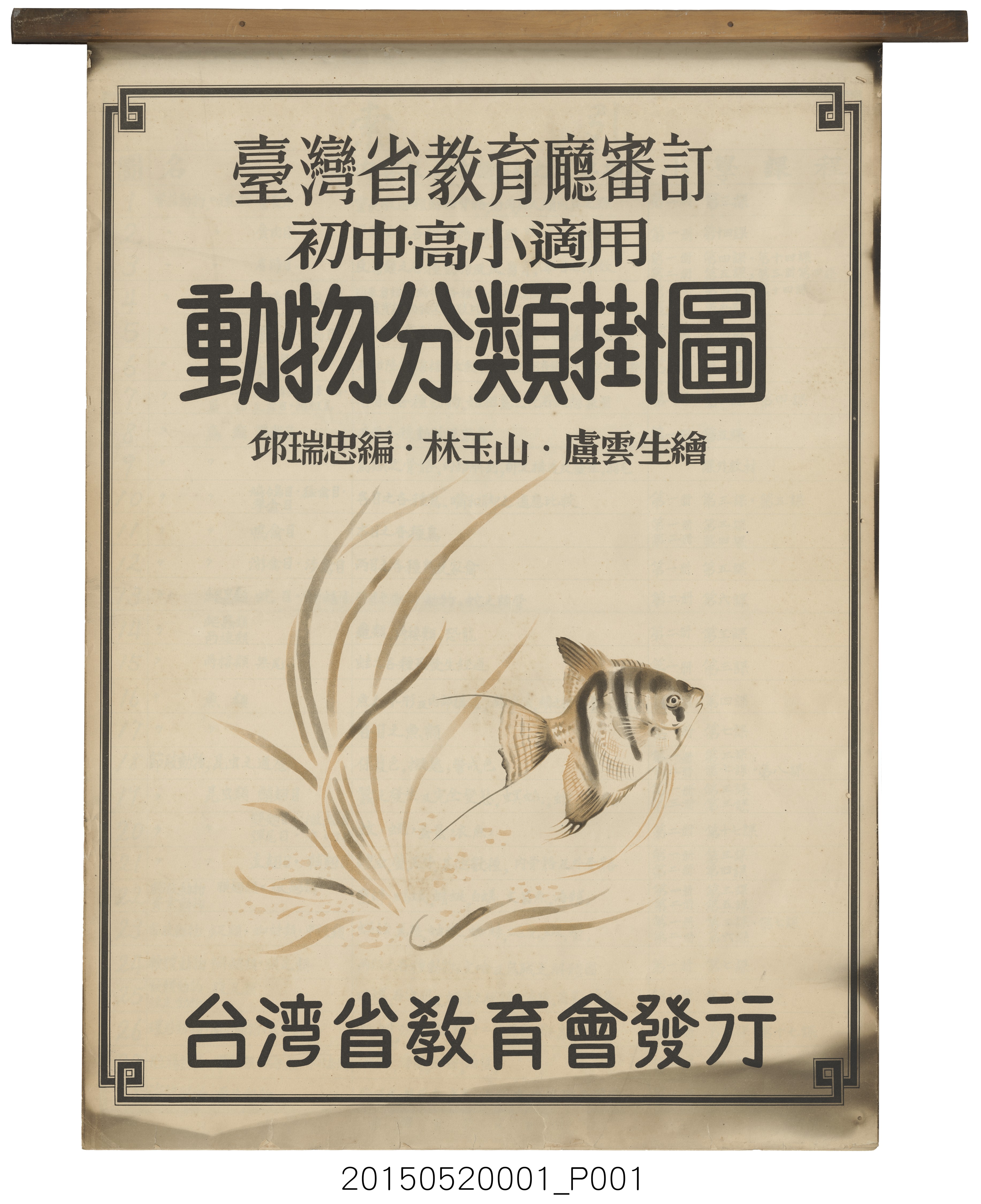 臺灣省教育會發行《動物分類掛圖》 (共33張)