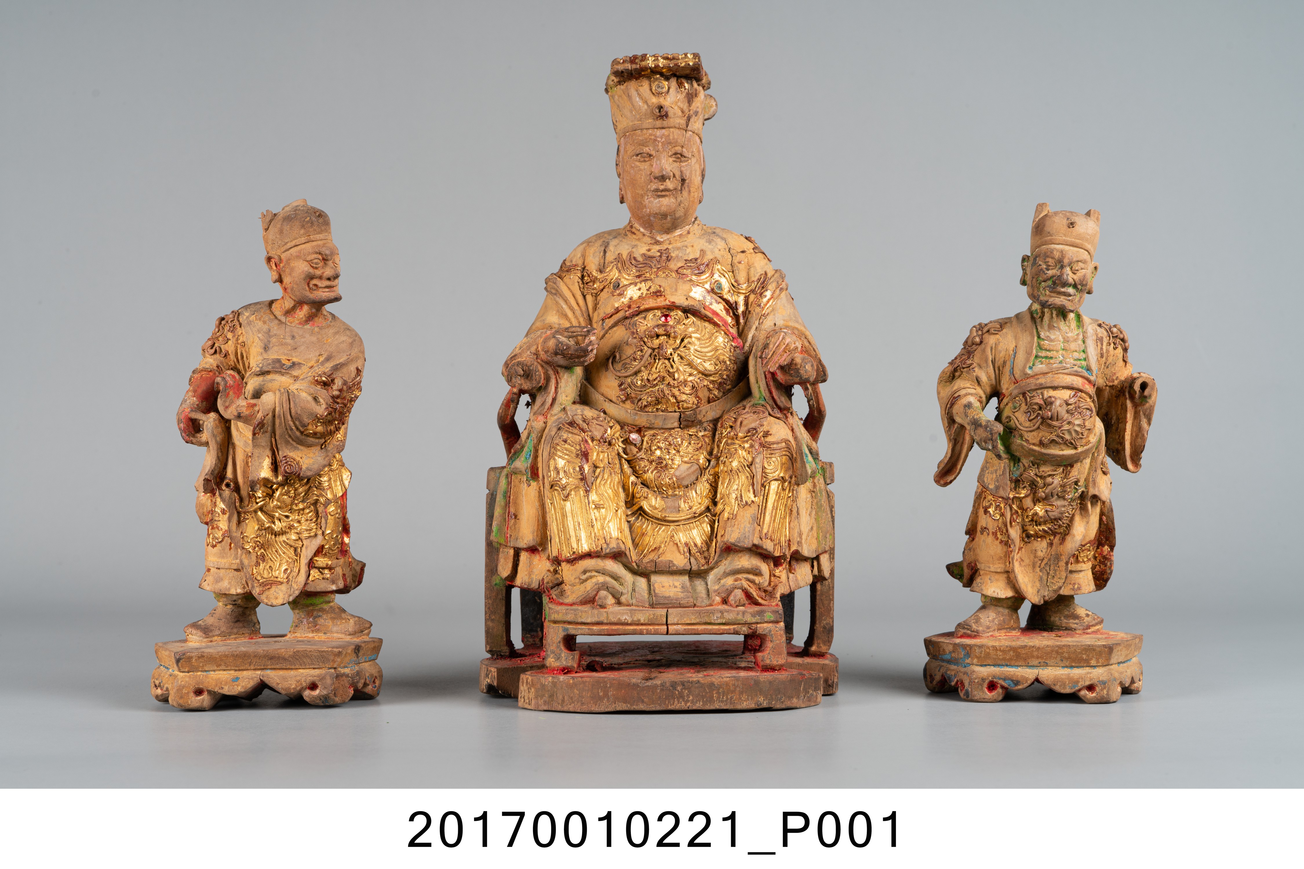 木雕天上聖母與千里眼順風耳像組 (共5張)