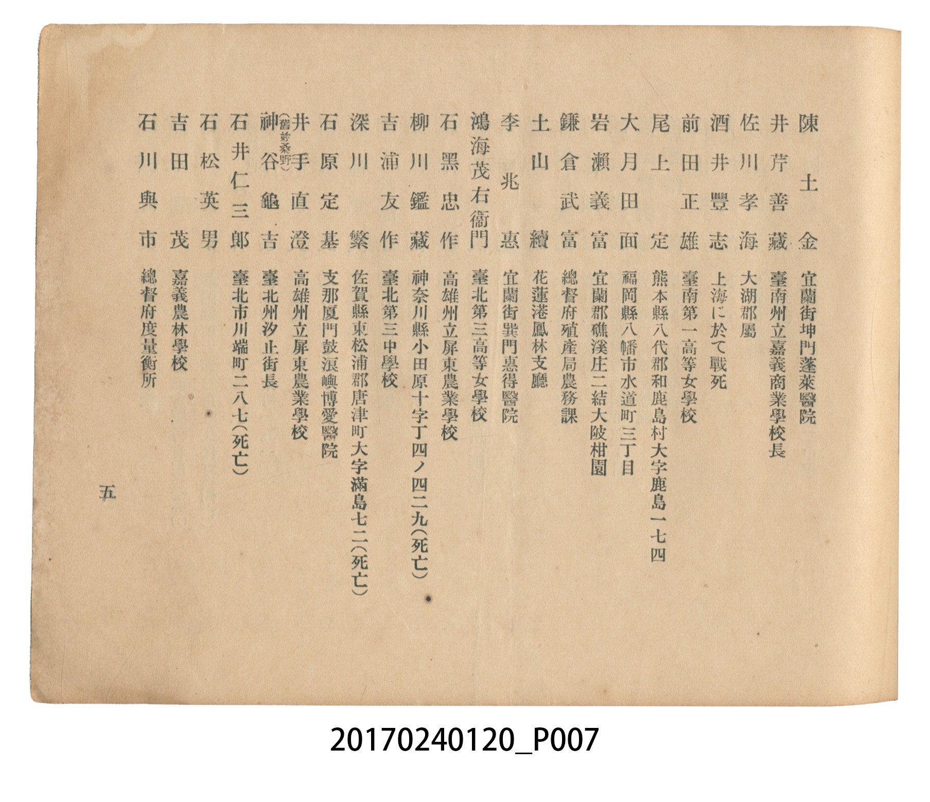 《昭和13年12月臺北州立宜蘭農林學校尚農會會員名冊》 (共43張)