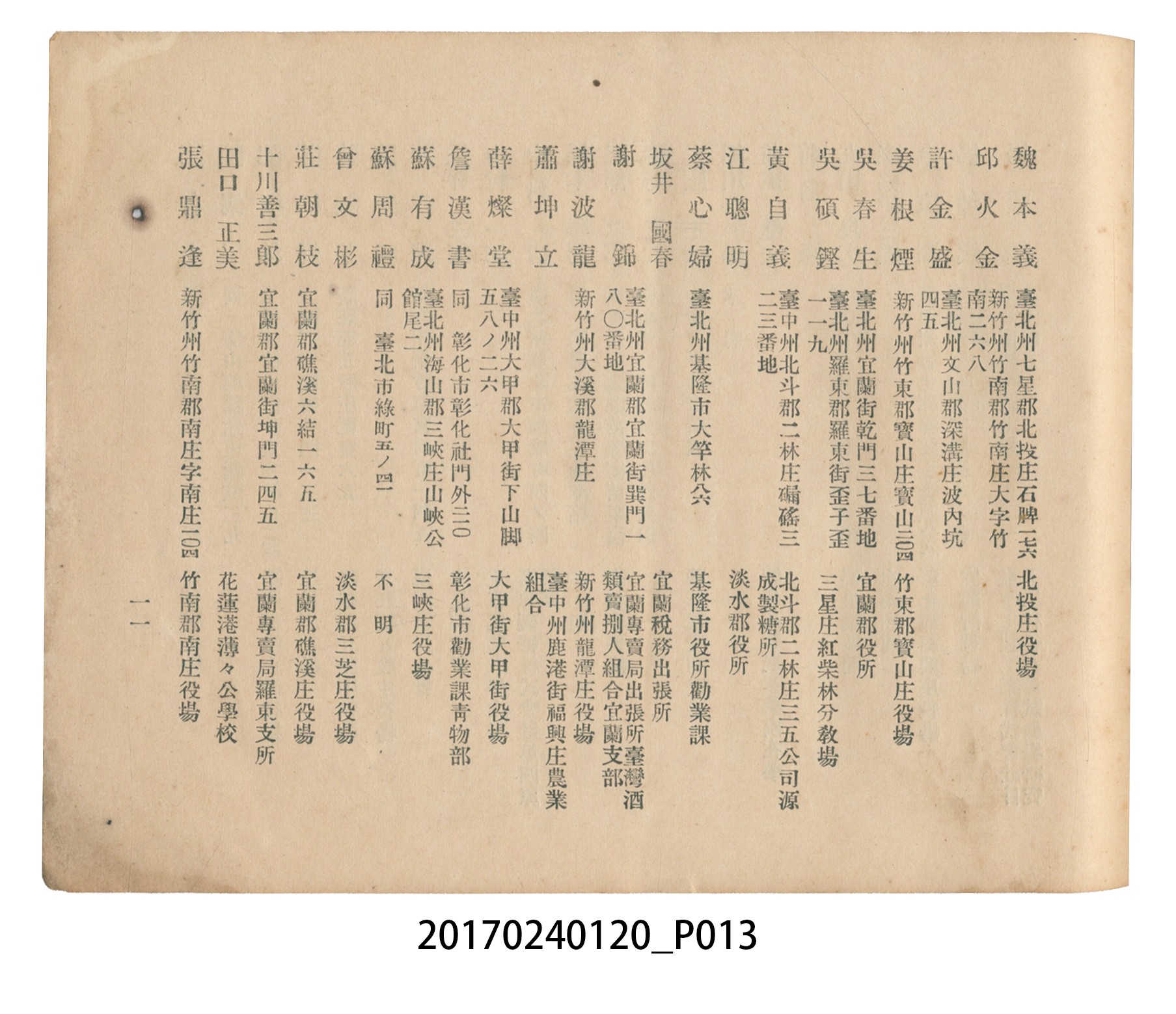 《昭和13年12月臺北州立宜蘭農林學校尚農會會員名冊》 (共43張)
