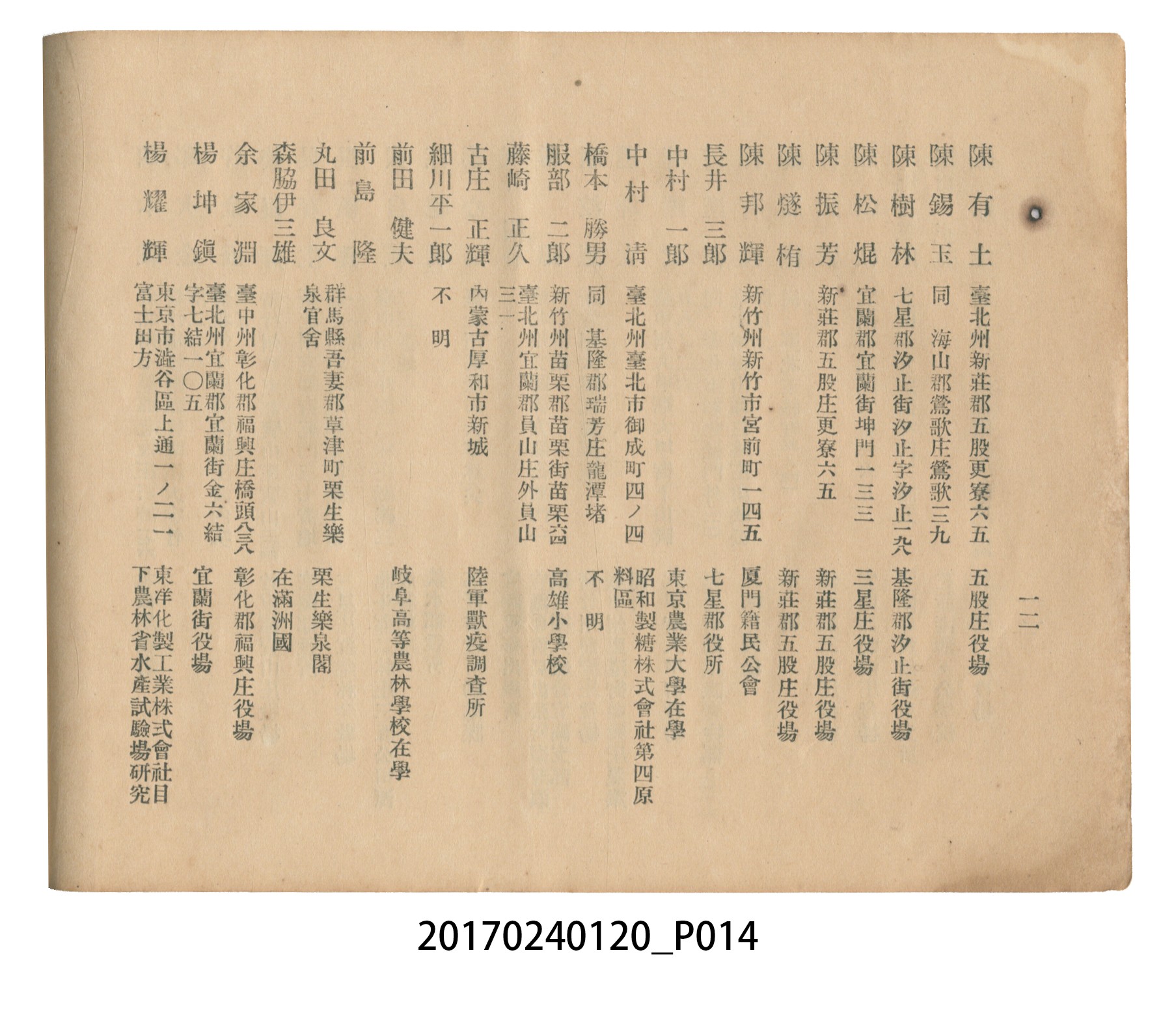《昭和13年12月臺北州立宜蘭農林學校尚農會會員名冊》 (共43張)