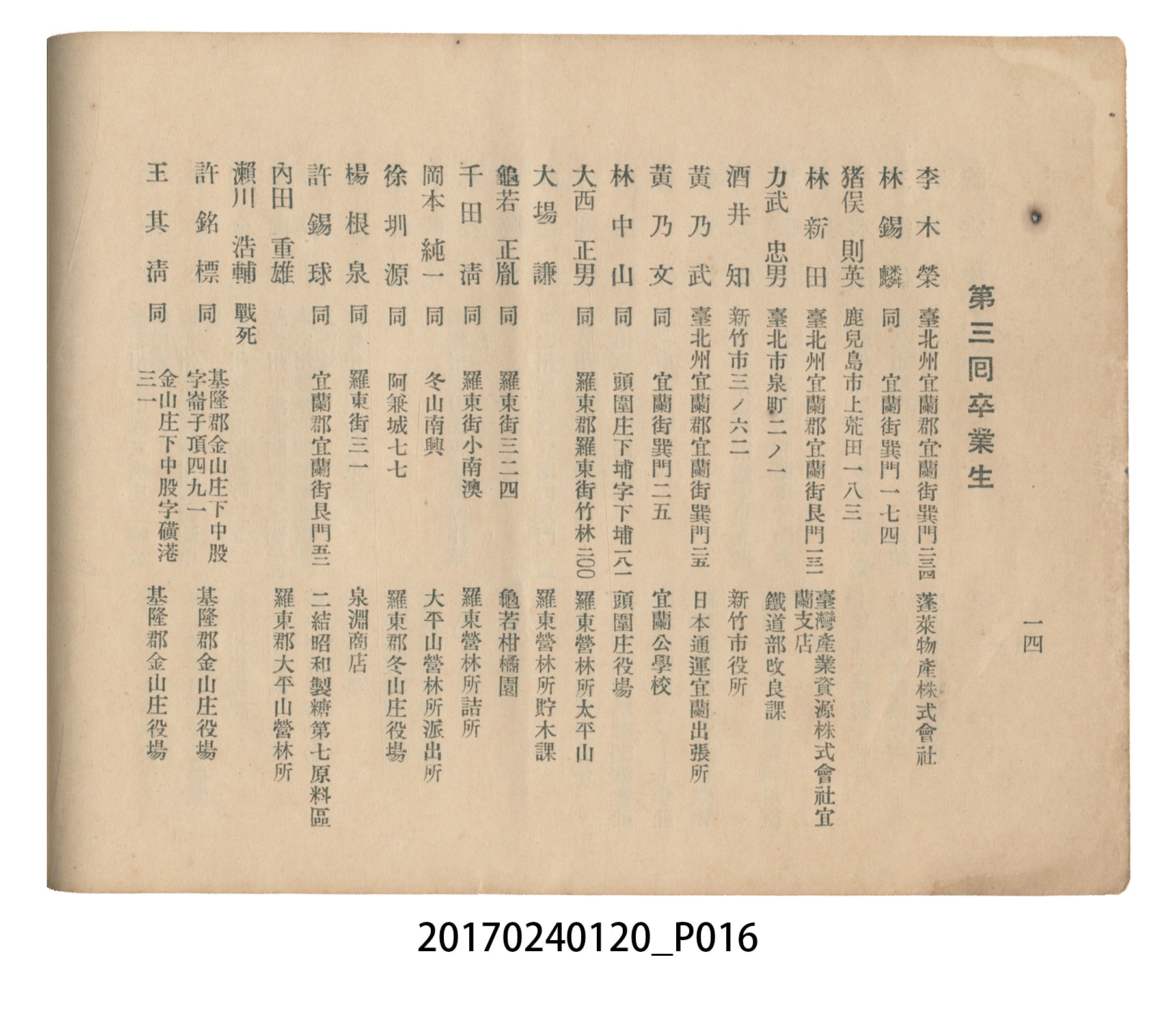 《昭和13年12月臺北州立宜蘭農林學校尚農會會員名冊》 (共43張)