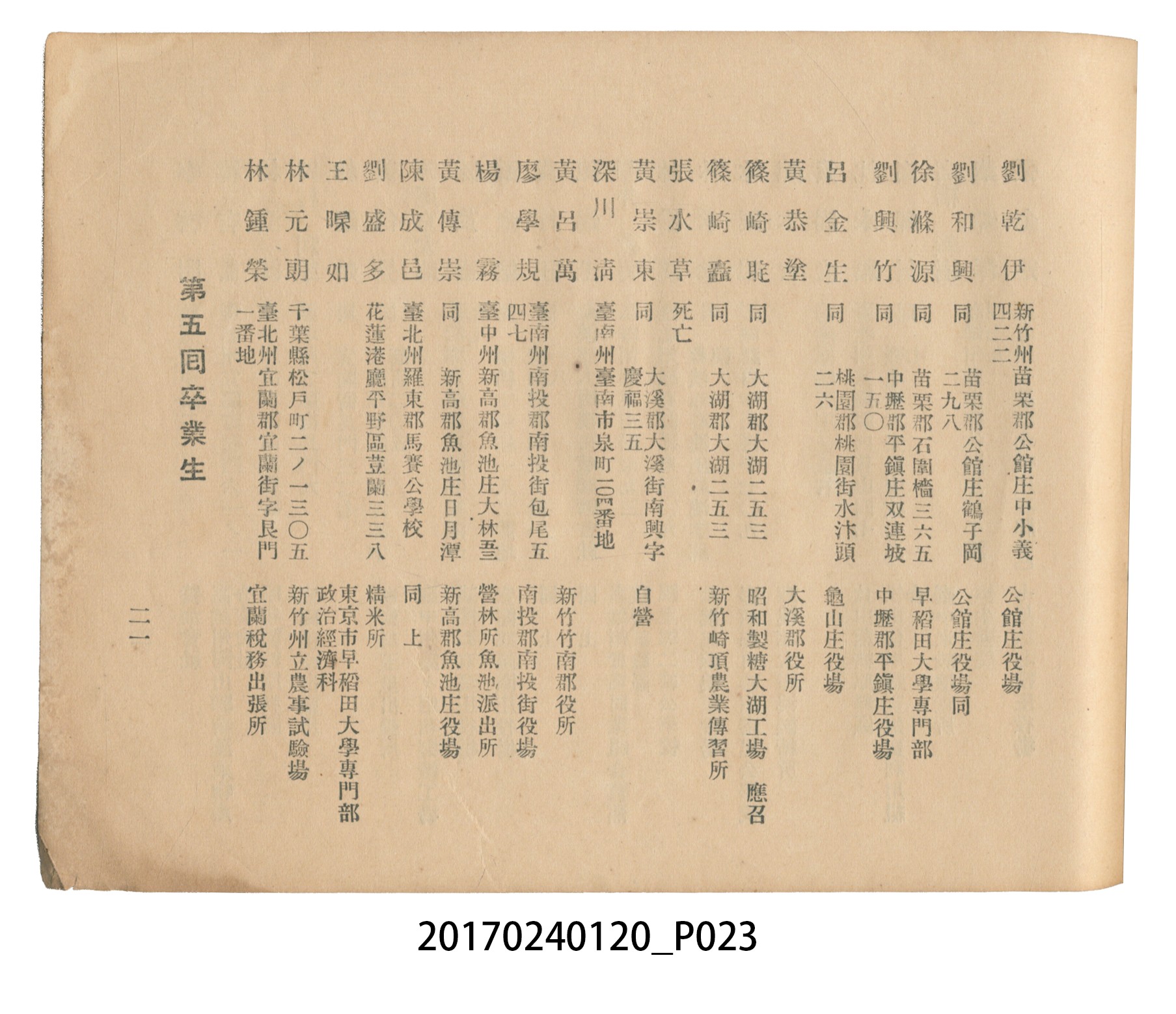 《昭和13年12月臺北州立宜蘭農林學校尚農會會員名冊》 (共43張)