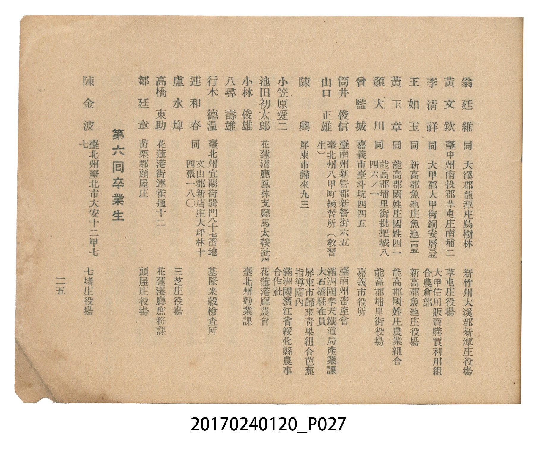《昭和13年12月臺北州立宜蘭農林學校尚農會會員名冊》 (共43張)