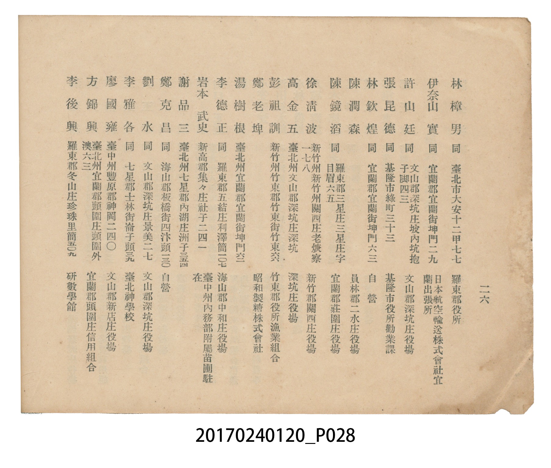 《昭和13年12月臺北州立宜蘭農林學校尚農會會員名冊》 (共43張)