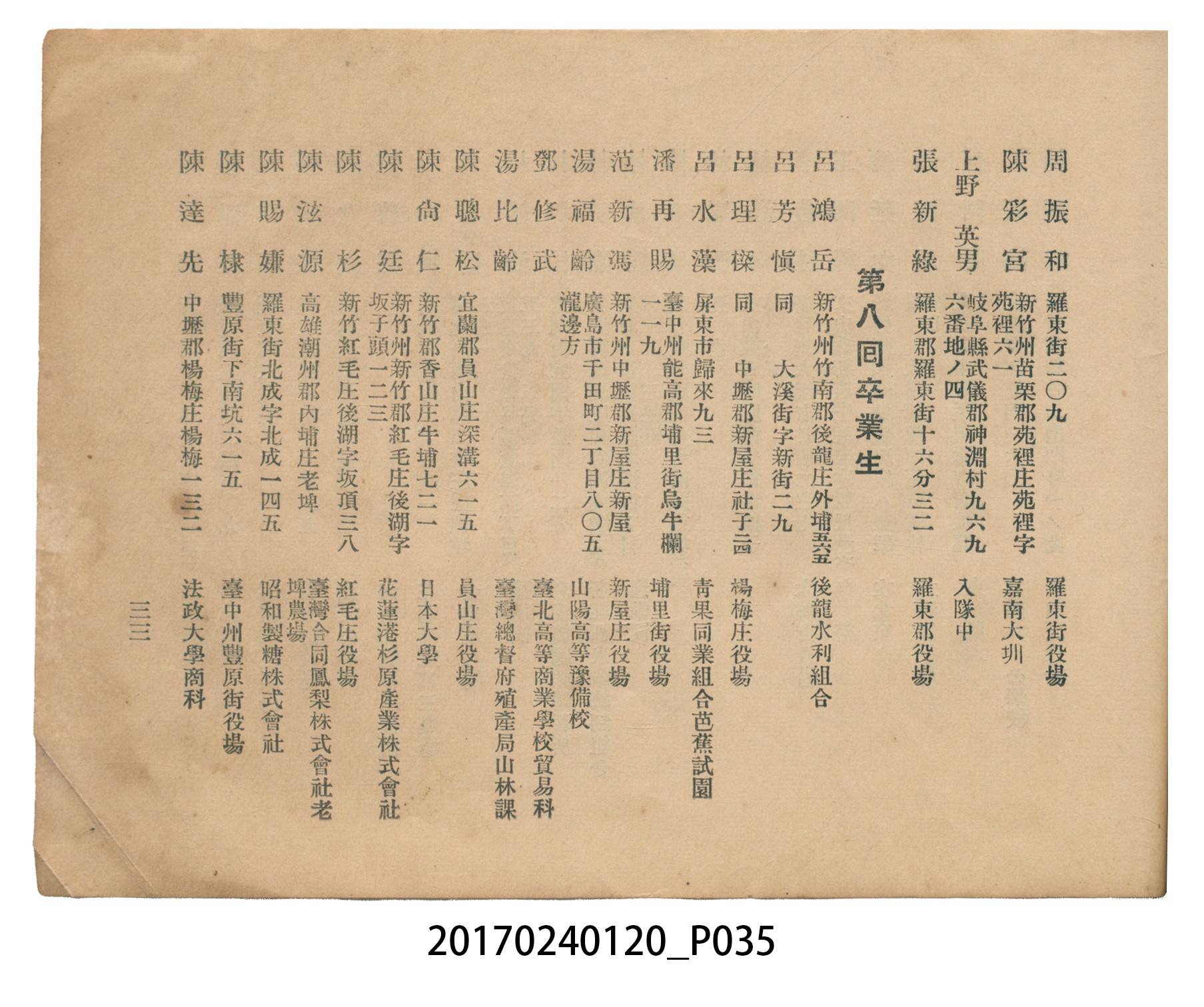 《昭和13年12月臺北州立宜蘭農林學校尚農會會員名冊》 (共43張)