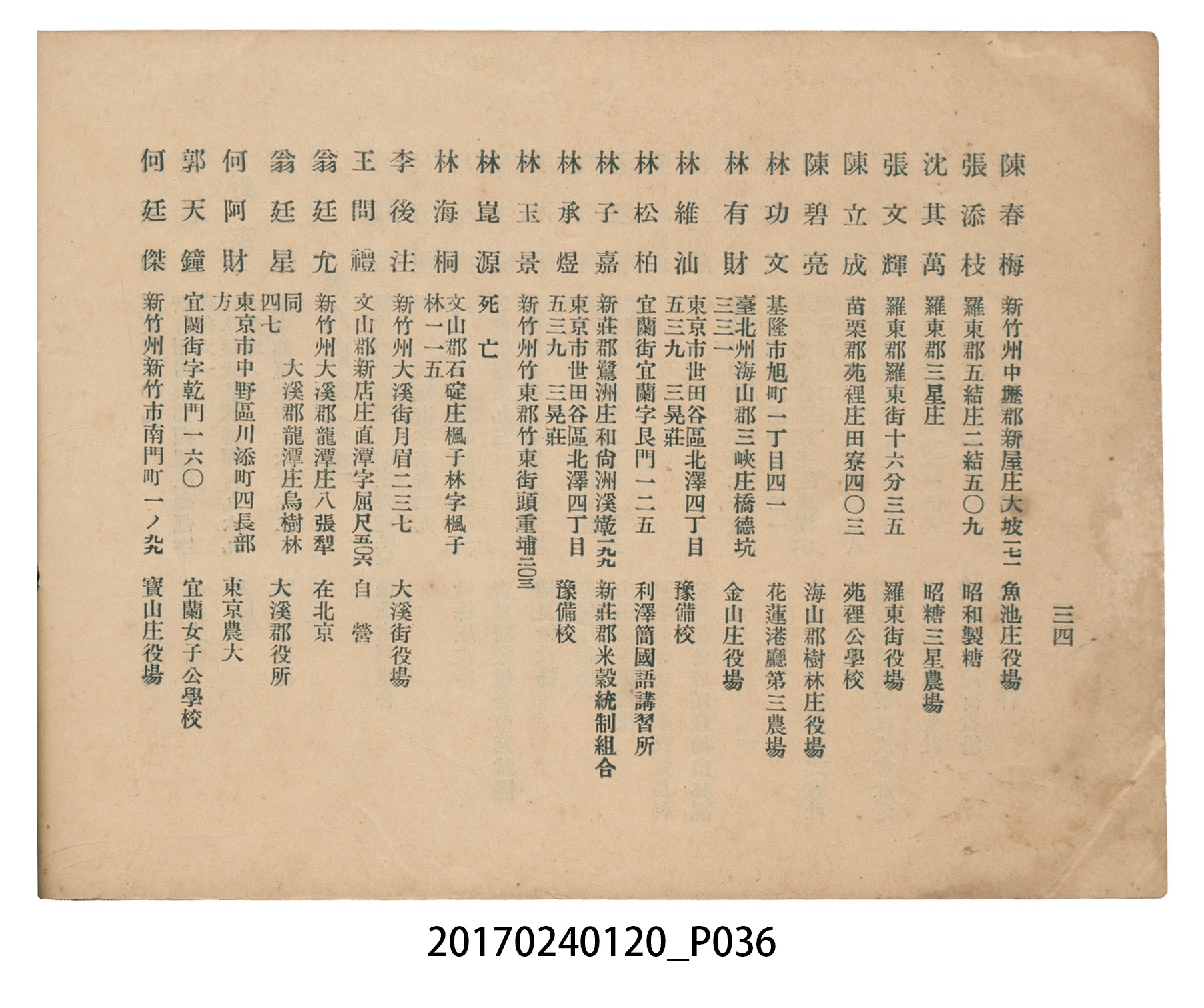 《昭和13年12月臺北州立宜蘭農林學校尚農會會員名冊》 (共43張)