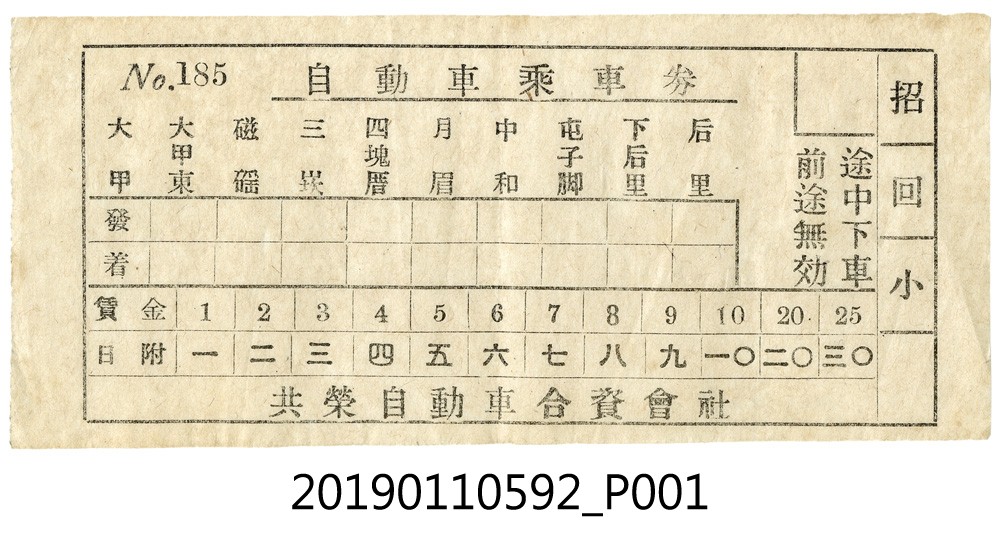 自動車乘車證 (共3張)