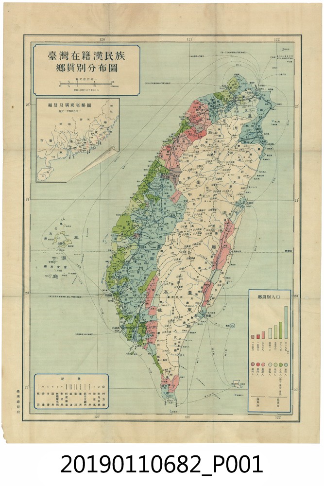 台灣總督府發行台灣在籍漢民族鄉貫別分佈圖 (共3張)