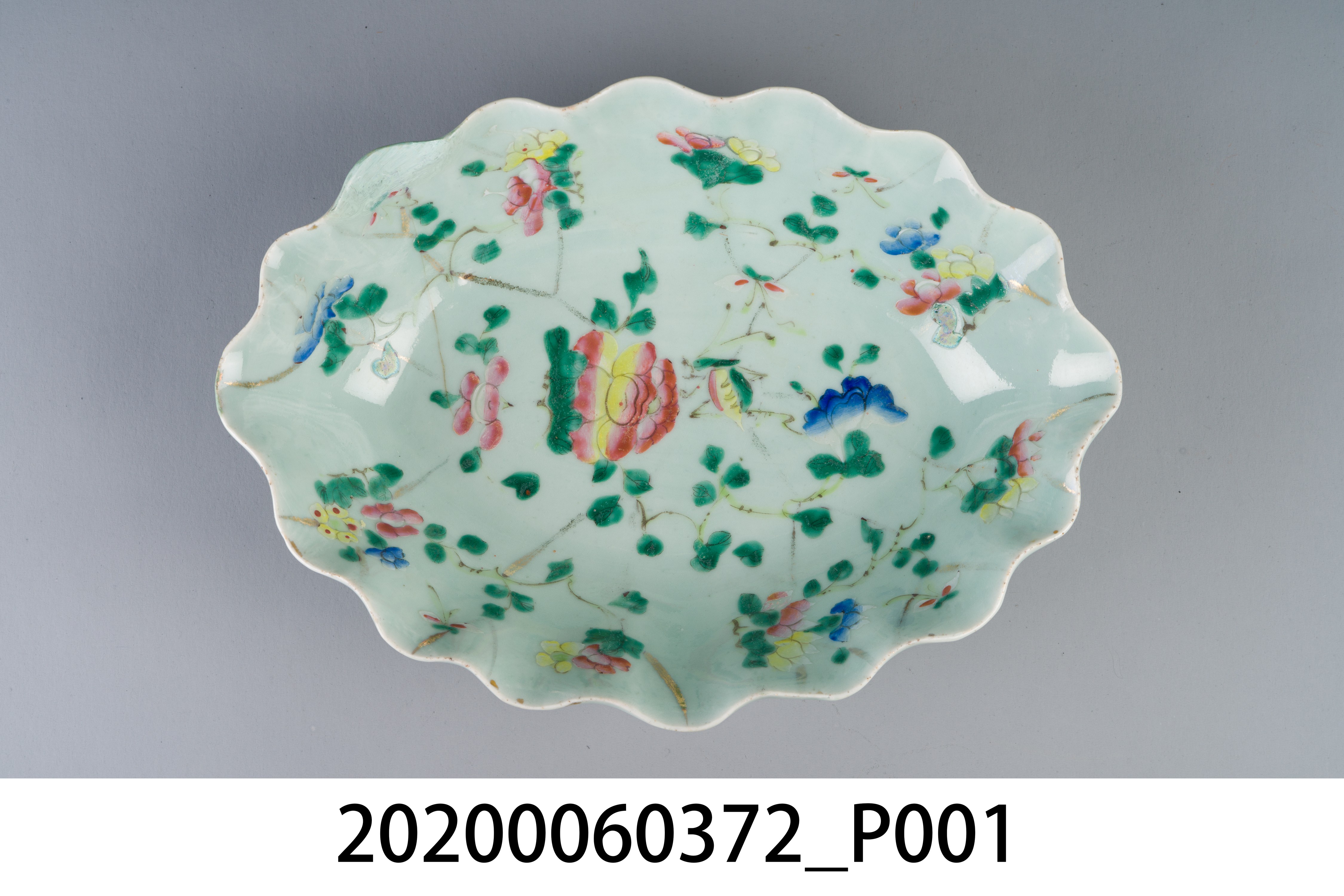 綠色江山樓紀念橢圓腰子瓷碗 (共6張)