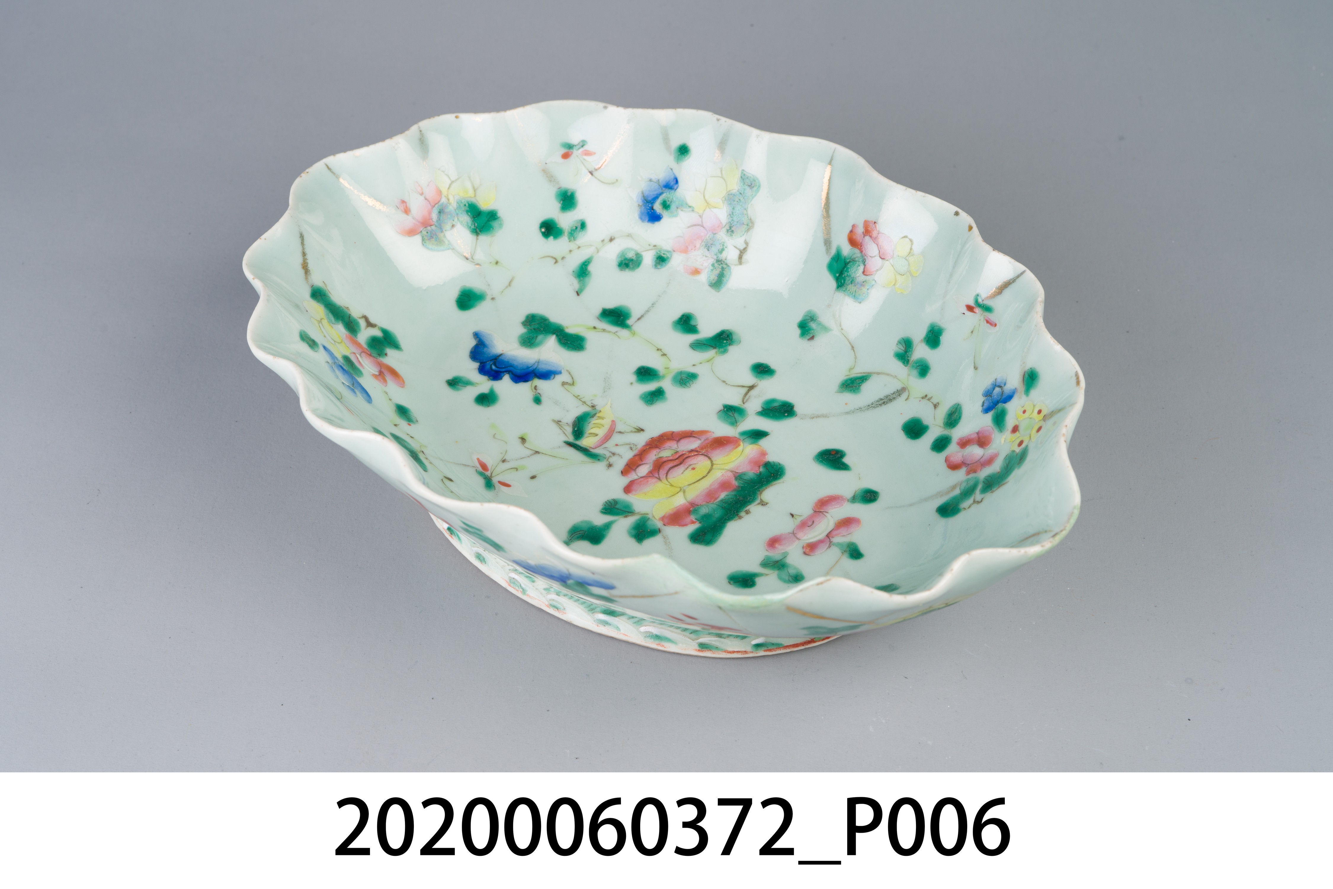 綠色江山樓紀念橢圓腰子瓷碗 (共6張)
