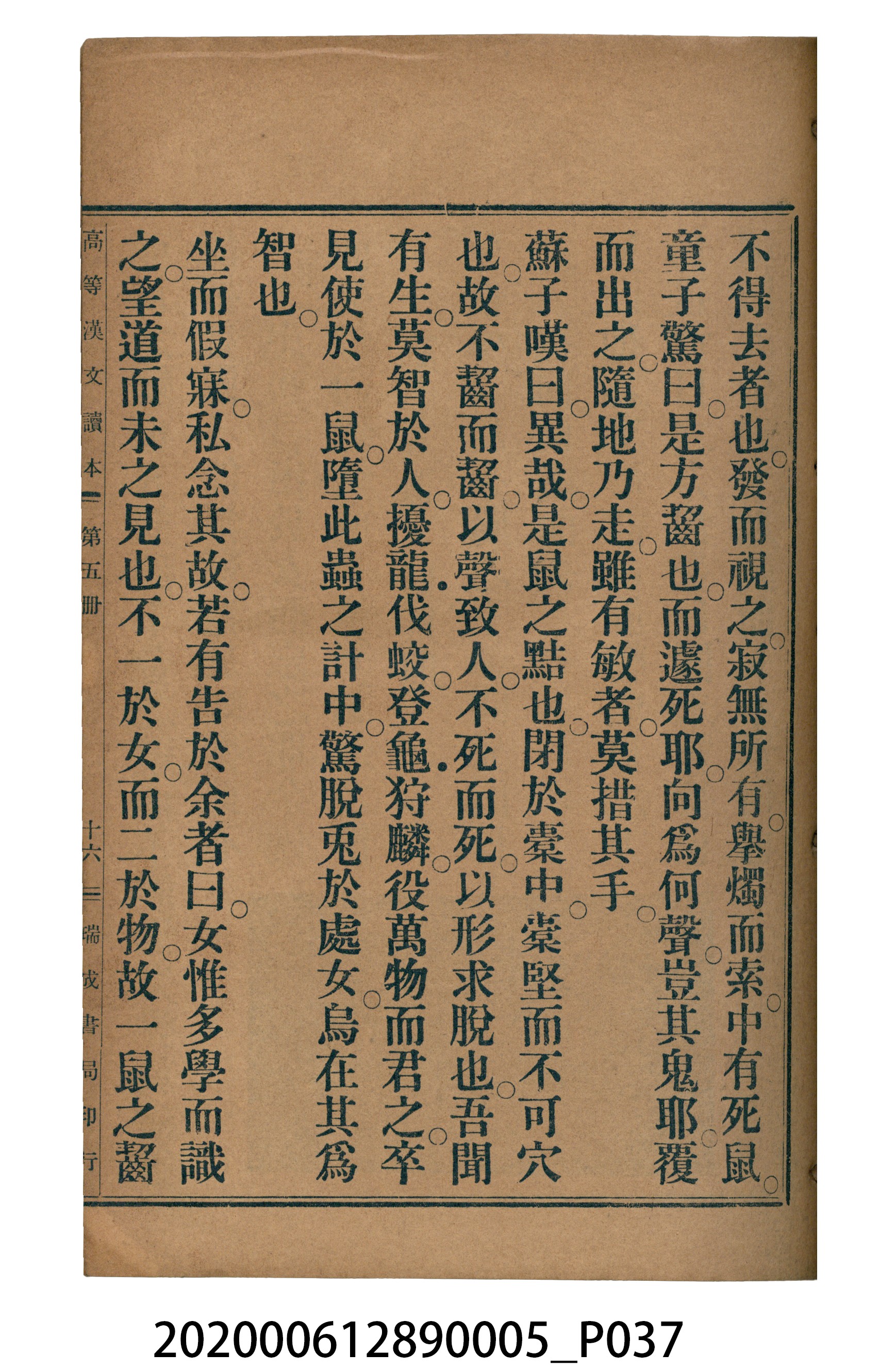 許深溪著《中學程度高等漢文讀本第五冊》 (共96張)