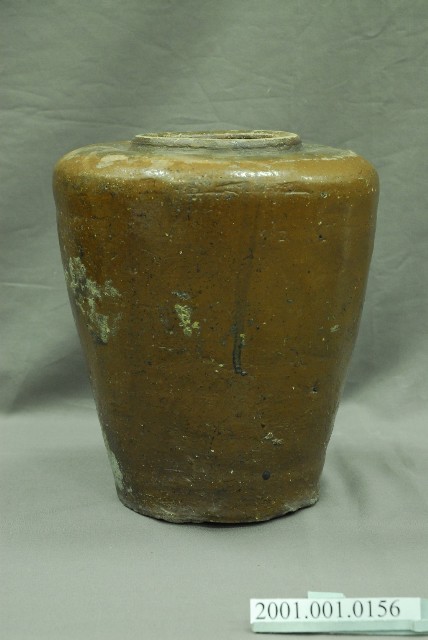 褐紅釉素面豆菜甕 (共5張)