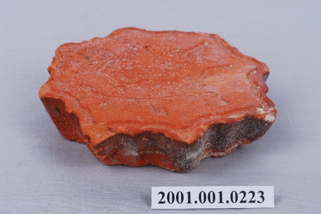 不規則形單面雕佛手紋紅磚燒粿印 (共3張)