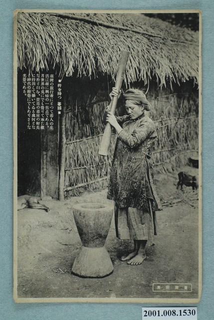 拿杵搗小米的排灣族婦女 (共2張)