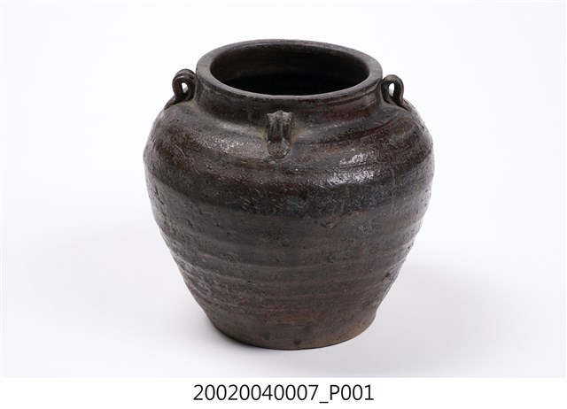 深褐釉四耳陶甕- 藏品資料- 國立臺灣歷史博物館典藏網