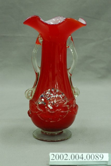 紅白雙色牡丹玻璃花瓶 (共5張)