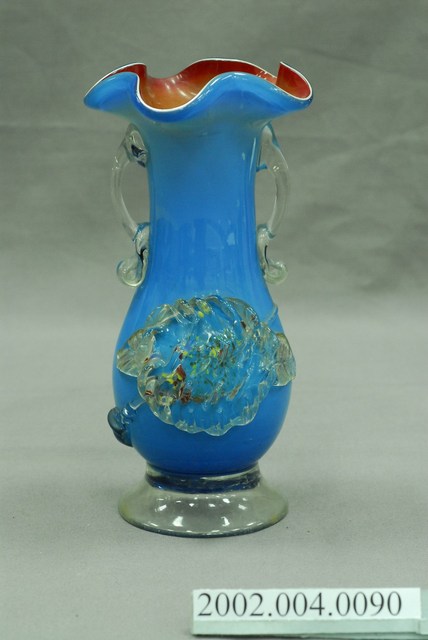 藍白紅3色牡丹玻璃花瓶 (共5張)