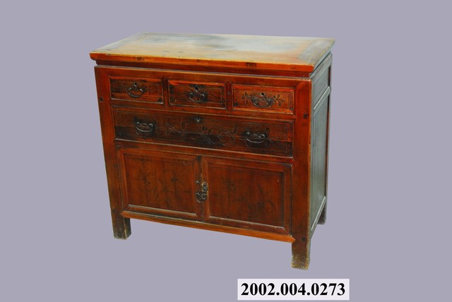 乾漆陰刻花草紋桌櫃 (共12張)