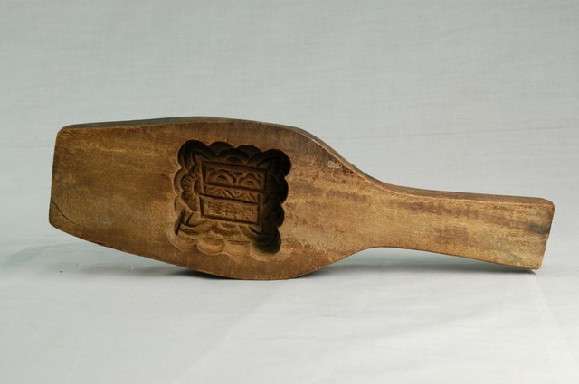 酒瓶形單面雕圓形桃花紋帶柄餅印 (共16張)