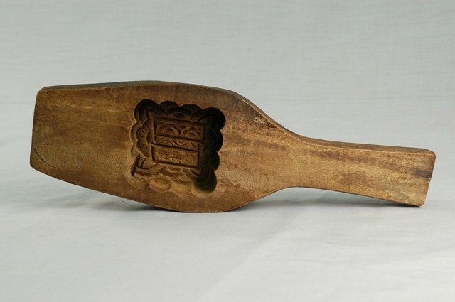 酒瓶形單面雕方形花草紋帶柄餅印 (共14張)