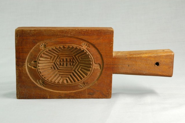 長方形雙面雕龜桃紋帶柄粿印 (共17張)