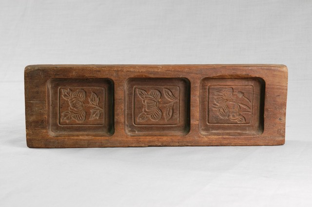 長條板單面雕三枚方形糕印 (共14張)