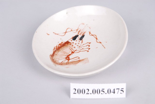 印繪白瓷紅蝦圓碟 (共2張)