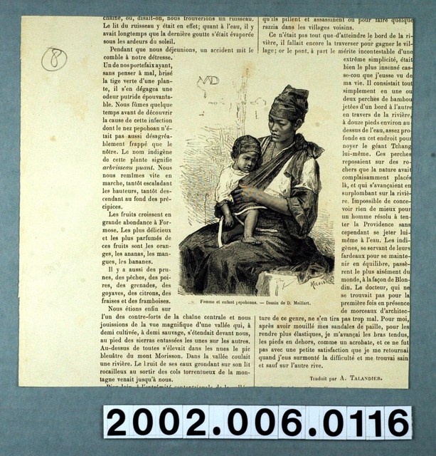 麥亞爾繪〈平埔番婦女與小孩〉及法給特繪〈福爾摩沙竹〉 (共8張)