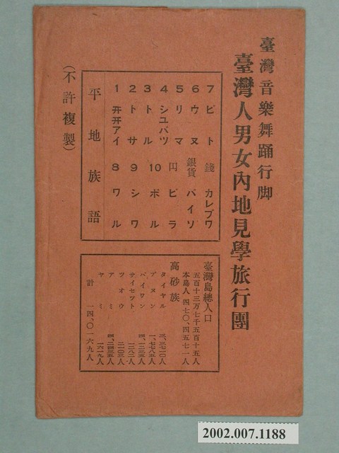 臺灣音樂舞踊行腳臺灣人男女內地見學旅行團封套 (共3張)