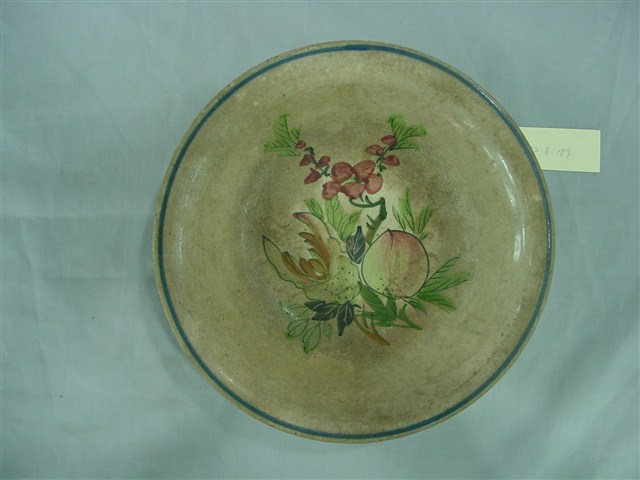 素面粉紅釉花果紋圓盤 (共6張)