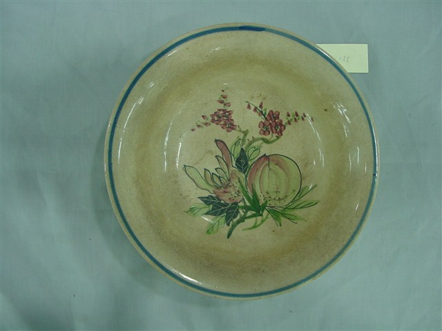 素面粉紅釉花果紋圓盤 (共6張)