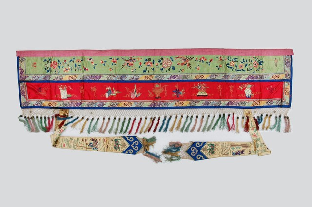 雙鳳牡丹斗光煥彩博古圖帳簾與劍帶 (共10張)