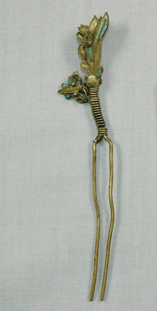 蝴蝶花朵造型鎏金髮釵 (共3張)