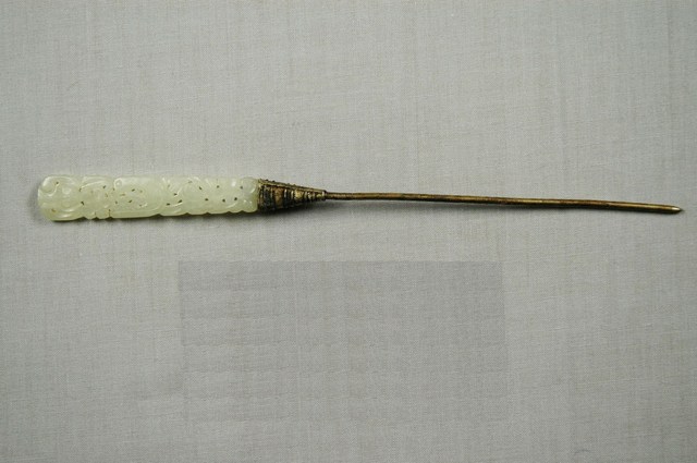 雕花白玉金屬簪 (共2張)